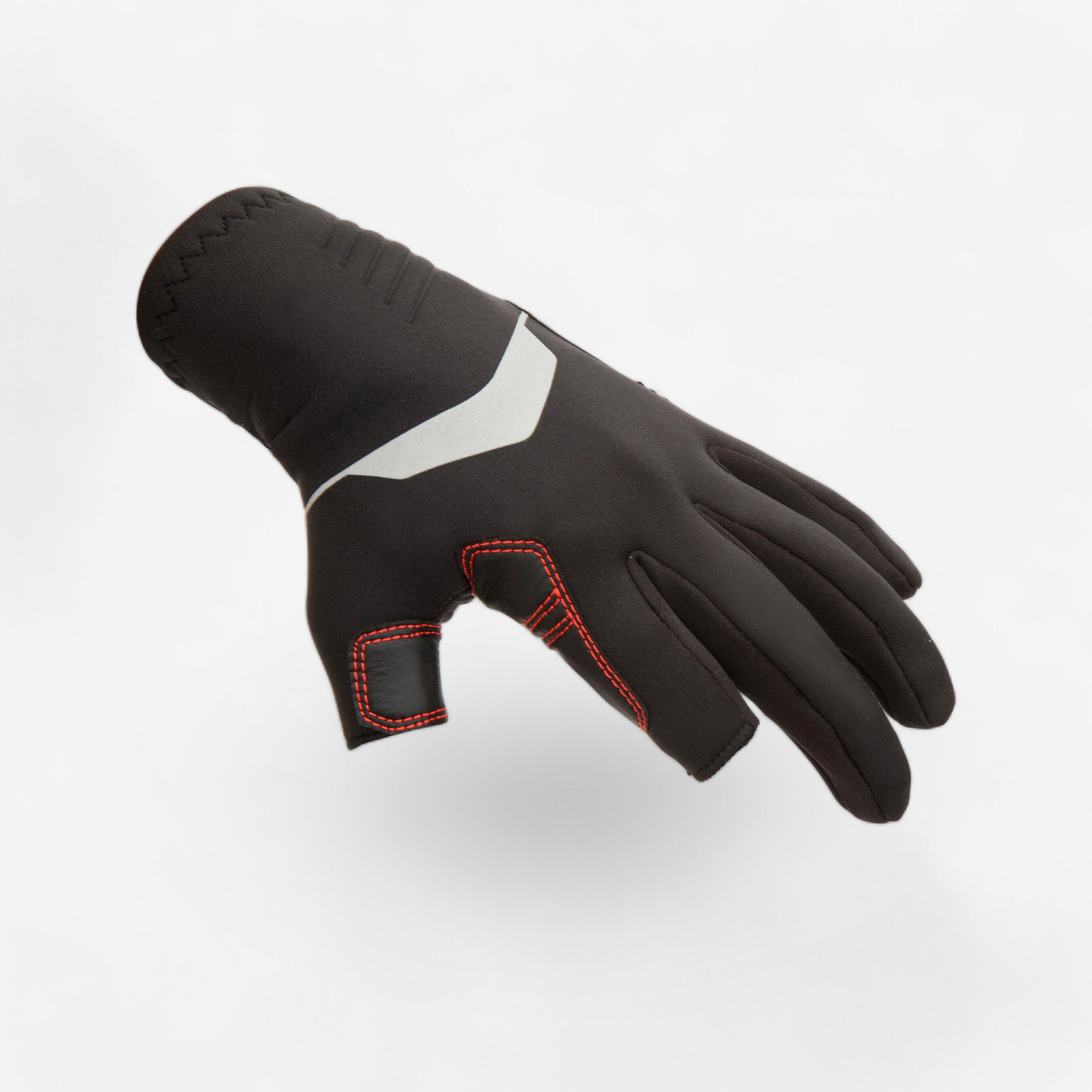 Segelhandschuhe Damen/Herren Dreifinger Neopren 1 mm Sailin 900 schwarz