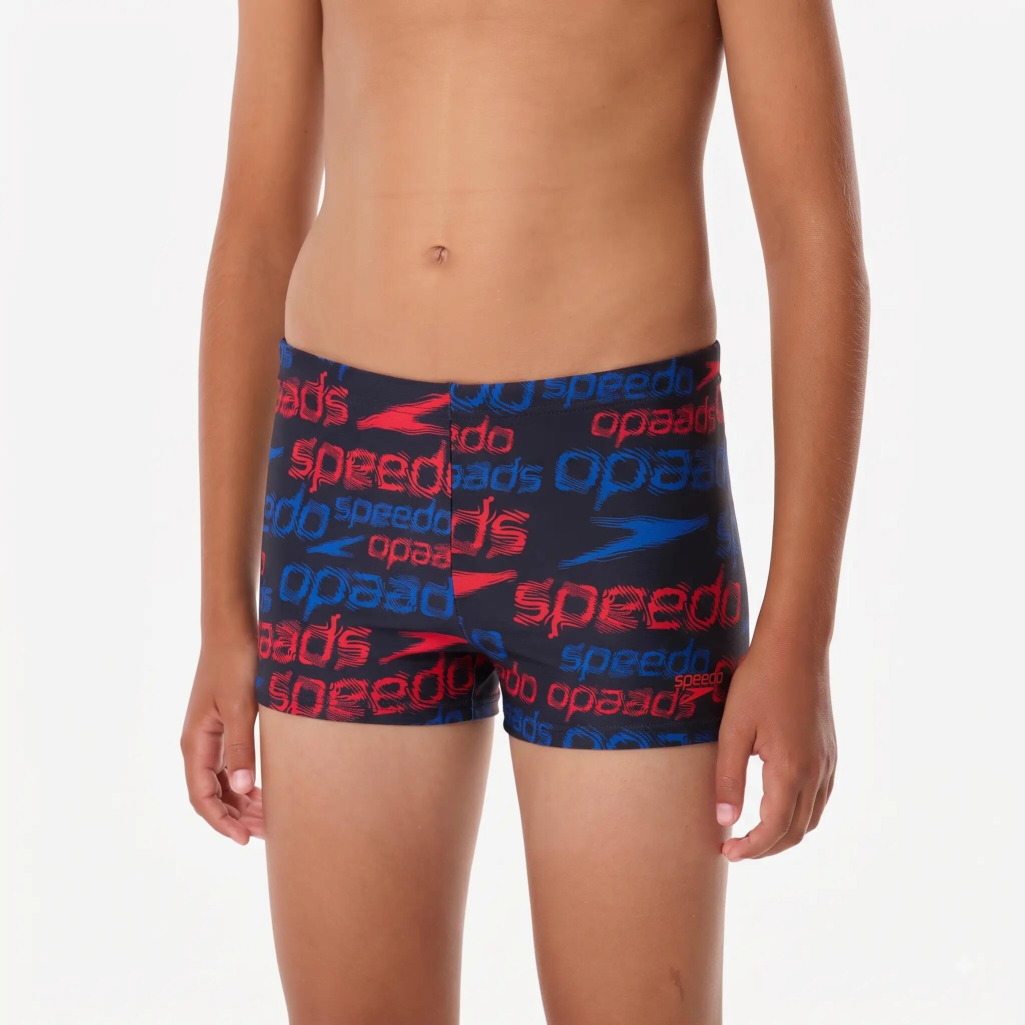 Badehose Boxer Jungen Speedo - Back To School schwarz/rot