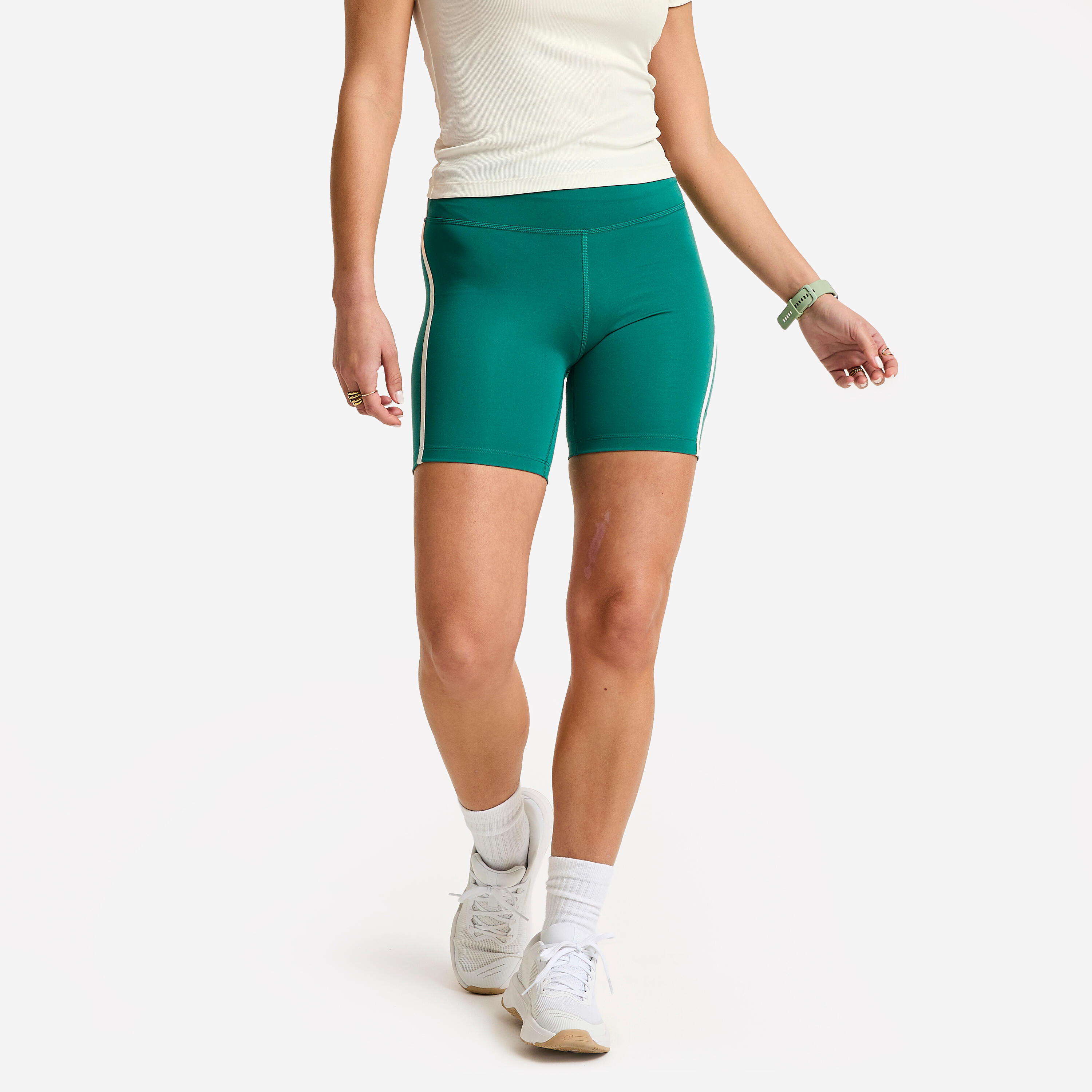 Radlerhose Damen Streifen - dunkelgrün