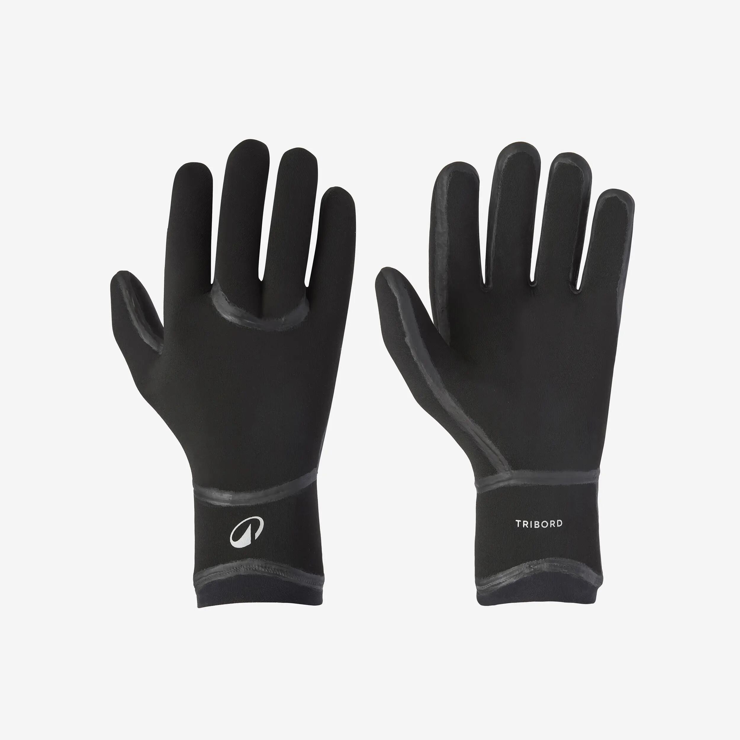 Handschuhe Surfen 5-Finger Naturgummi 3 mm 500 schwarz
