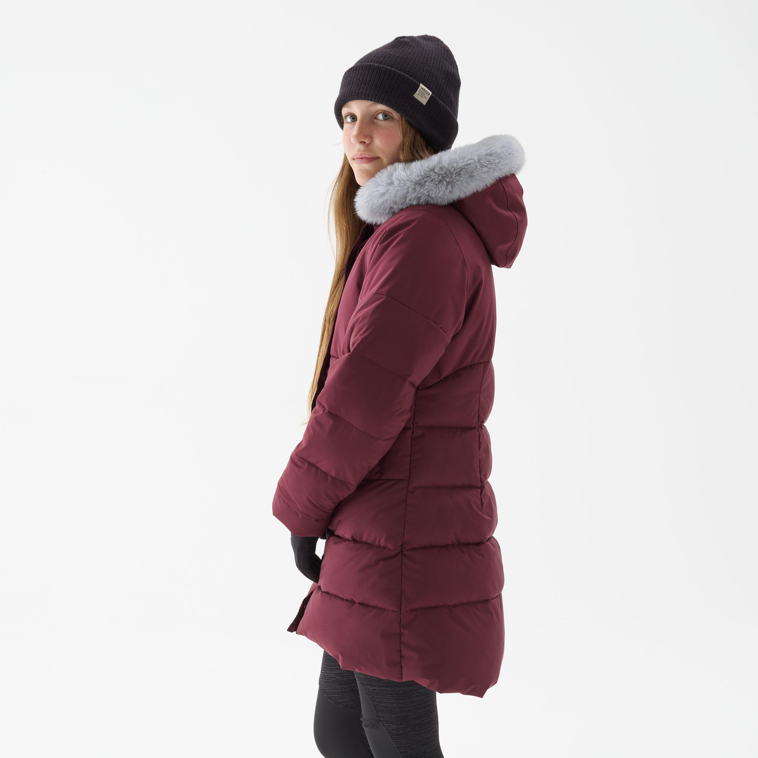 Winterjacke Kinder Gr. 122–170 warm - NH500 blau/bordeaux
