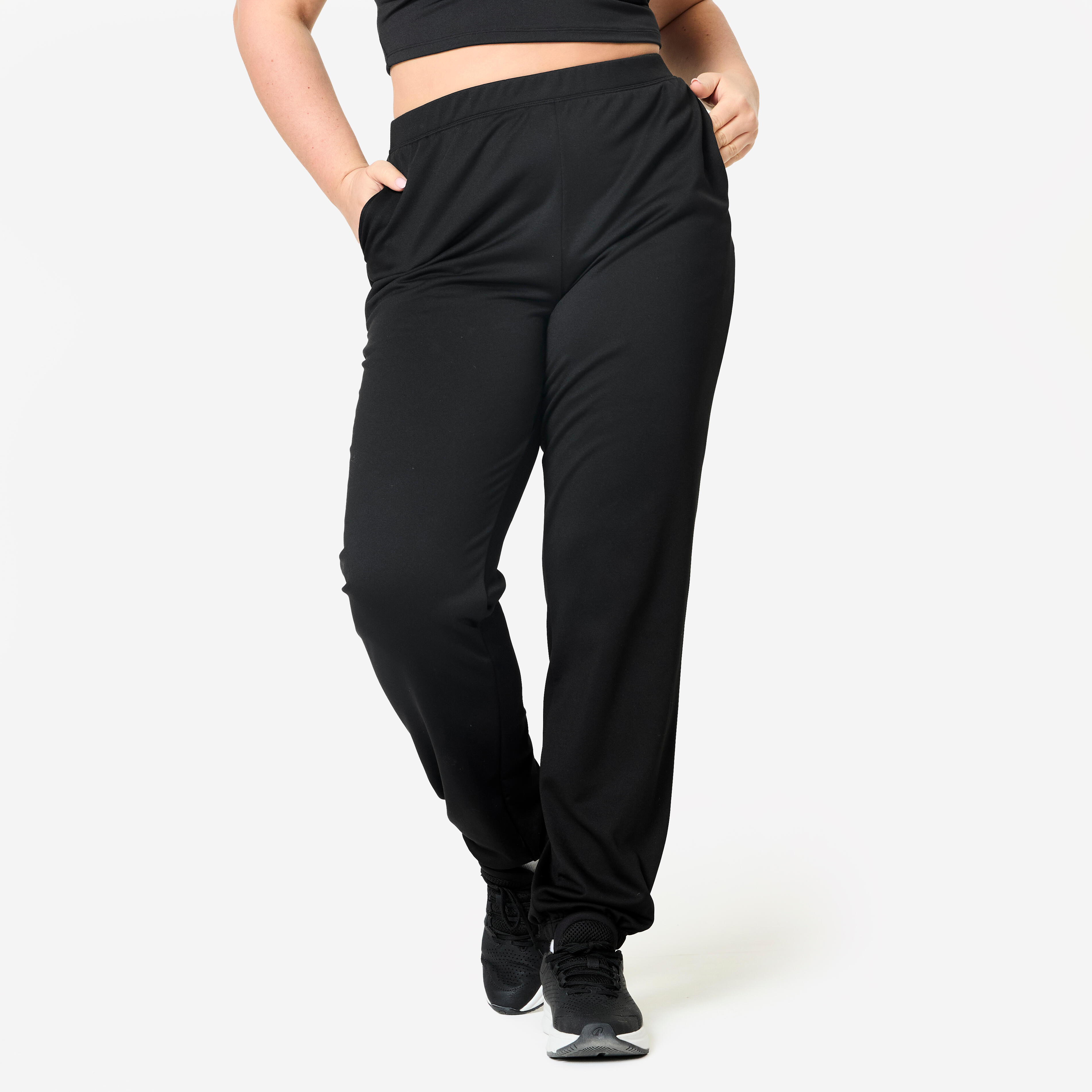 Jogginghose Damen gerader Schnitt warm bequem - schwarz