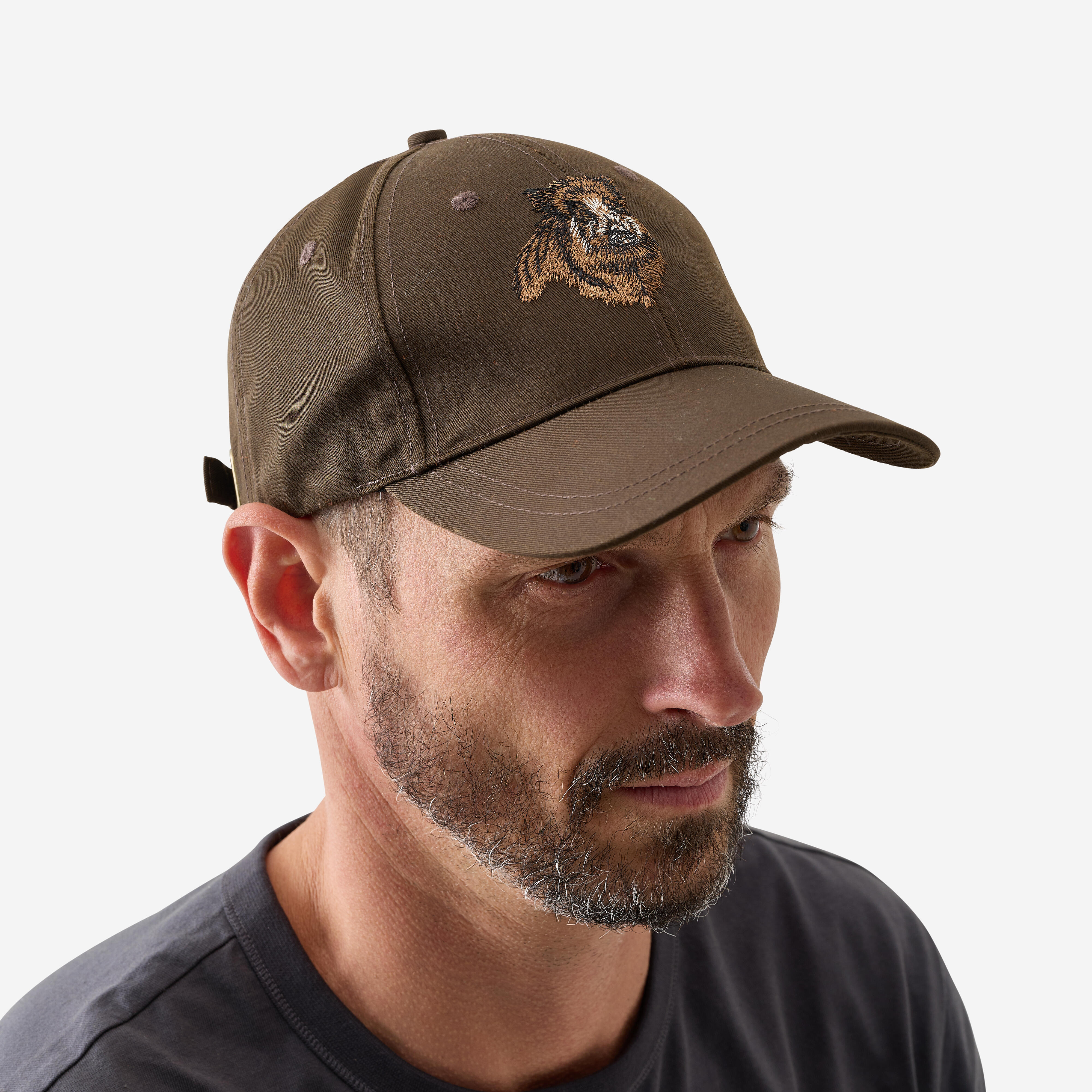 Schirmmütze mit Wildschwein-Stickerei khaki