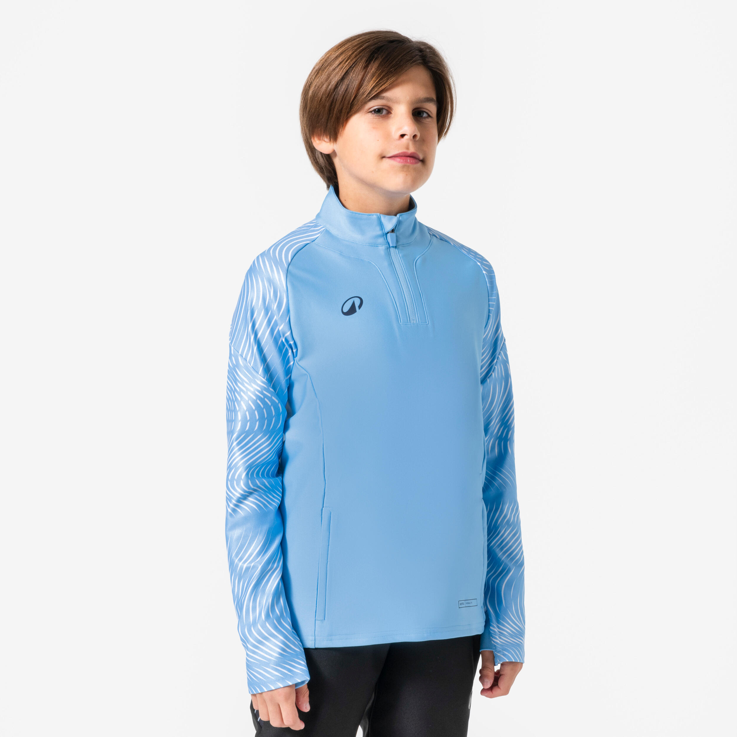 Kinder Fußball Sweatshirt 1/2-Zip - Club Wavy hellblau/weiß