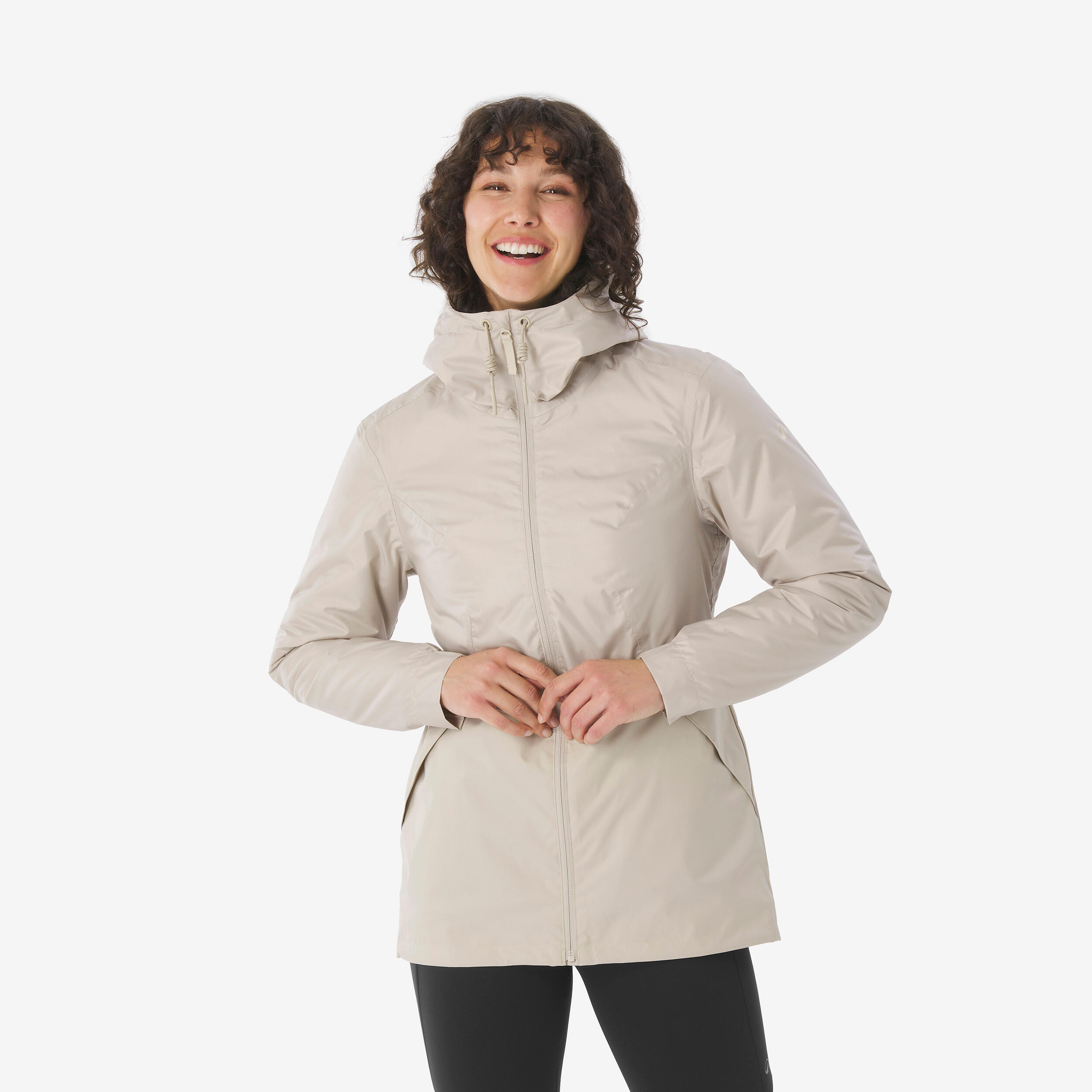 Winterjacke Damen bis -5 °C wasserdicht Wandern - NH100 beige