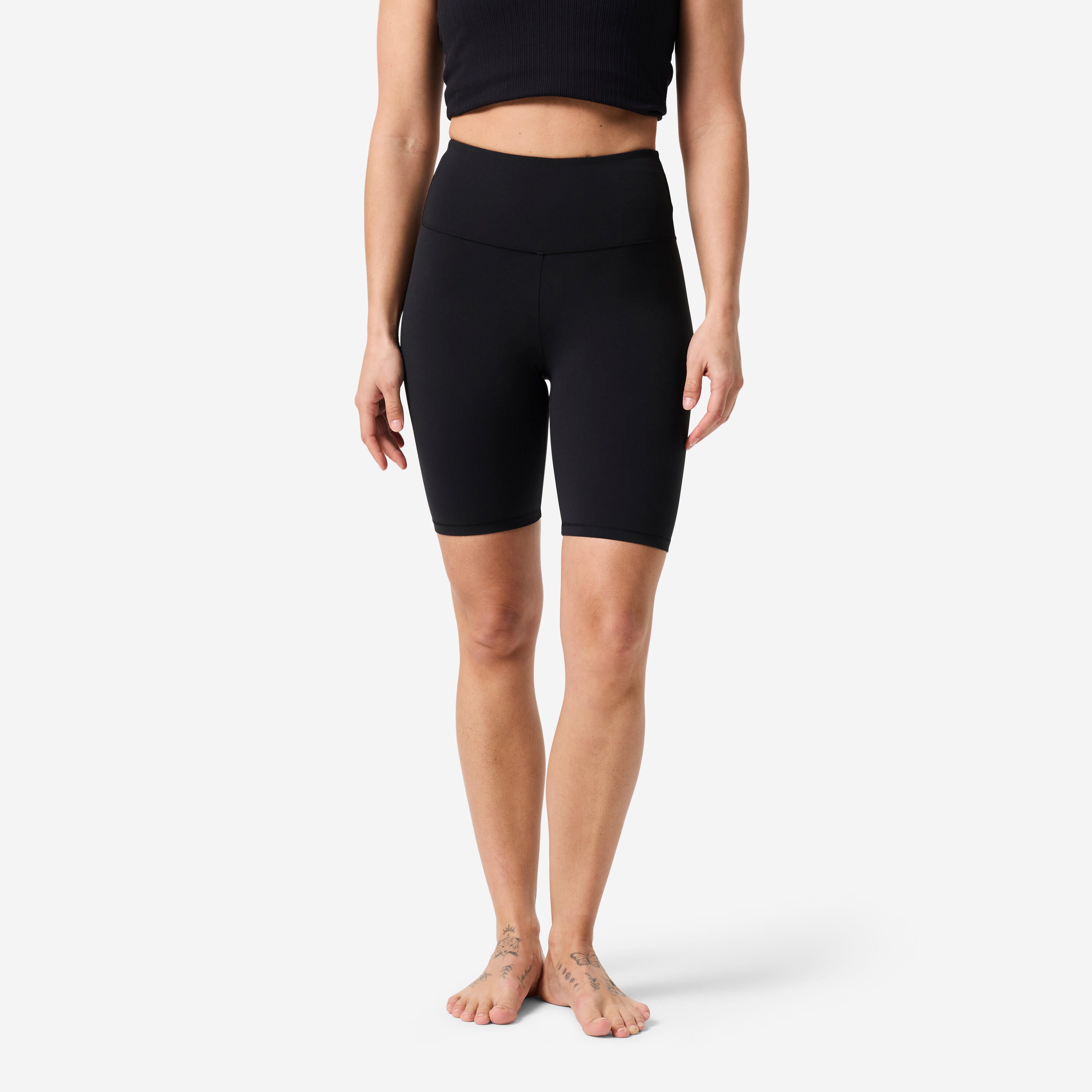 Shorts Radlerhose Yoga Pilates Damen dehnbar bequem - schwarz