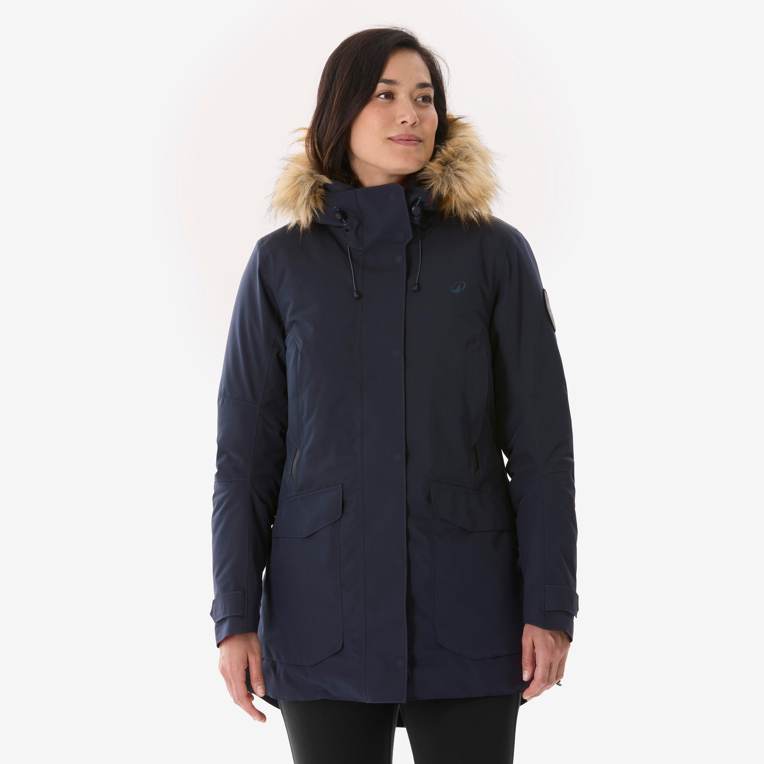 Winterjacke Parka Damen bis -17 °C wasserdicht Wandern - NH900 dunkelblau