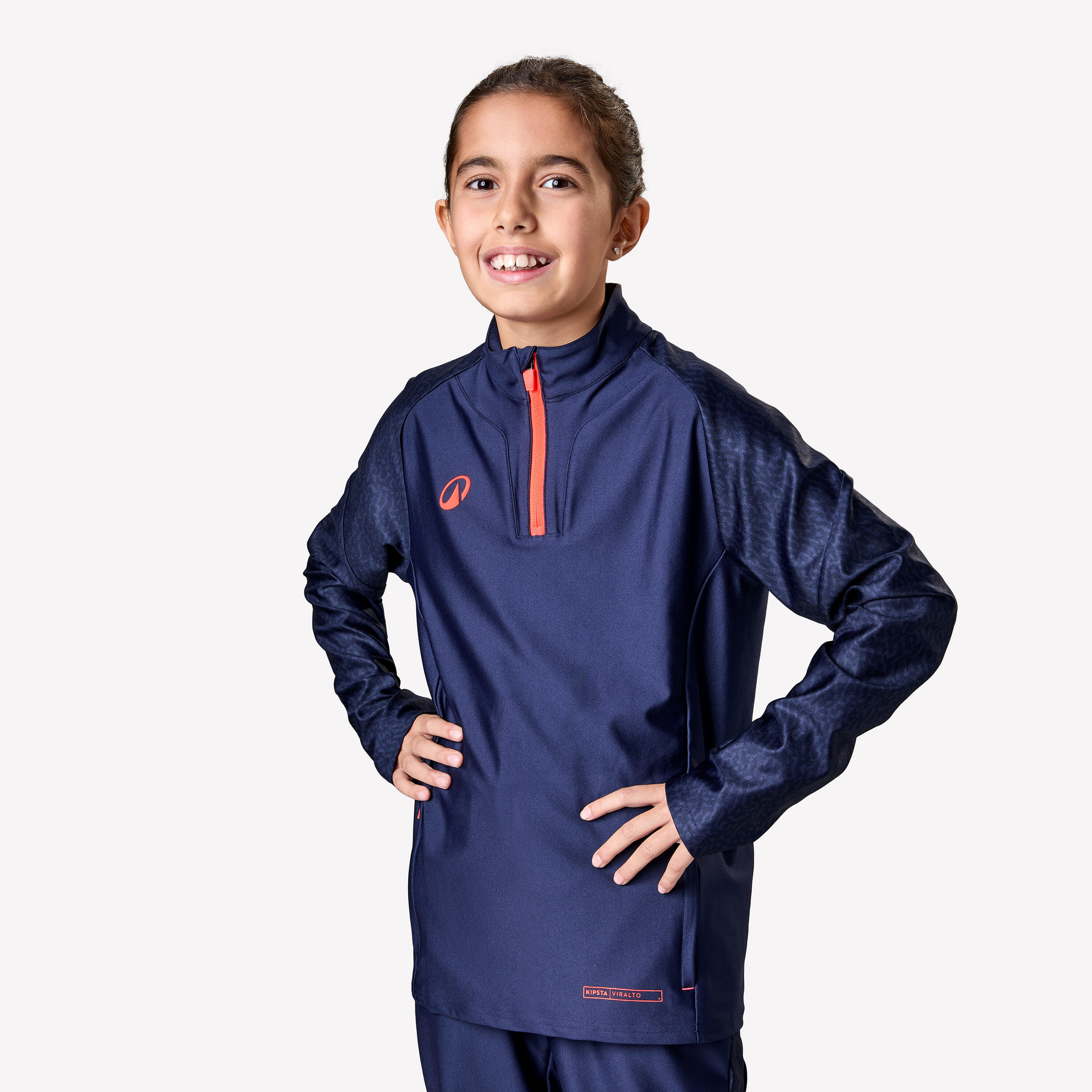 Kinder Fußball Sweatshirt 1/2 Zip - Viralto Roarr marineblau/rot