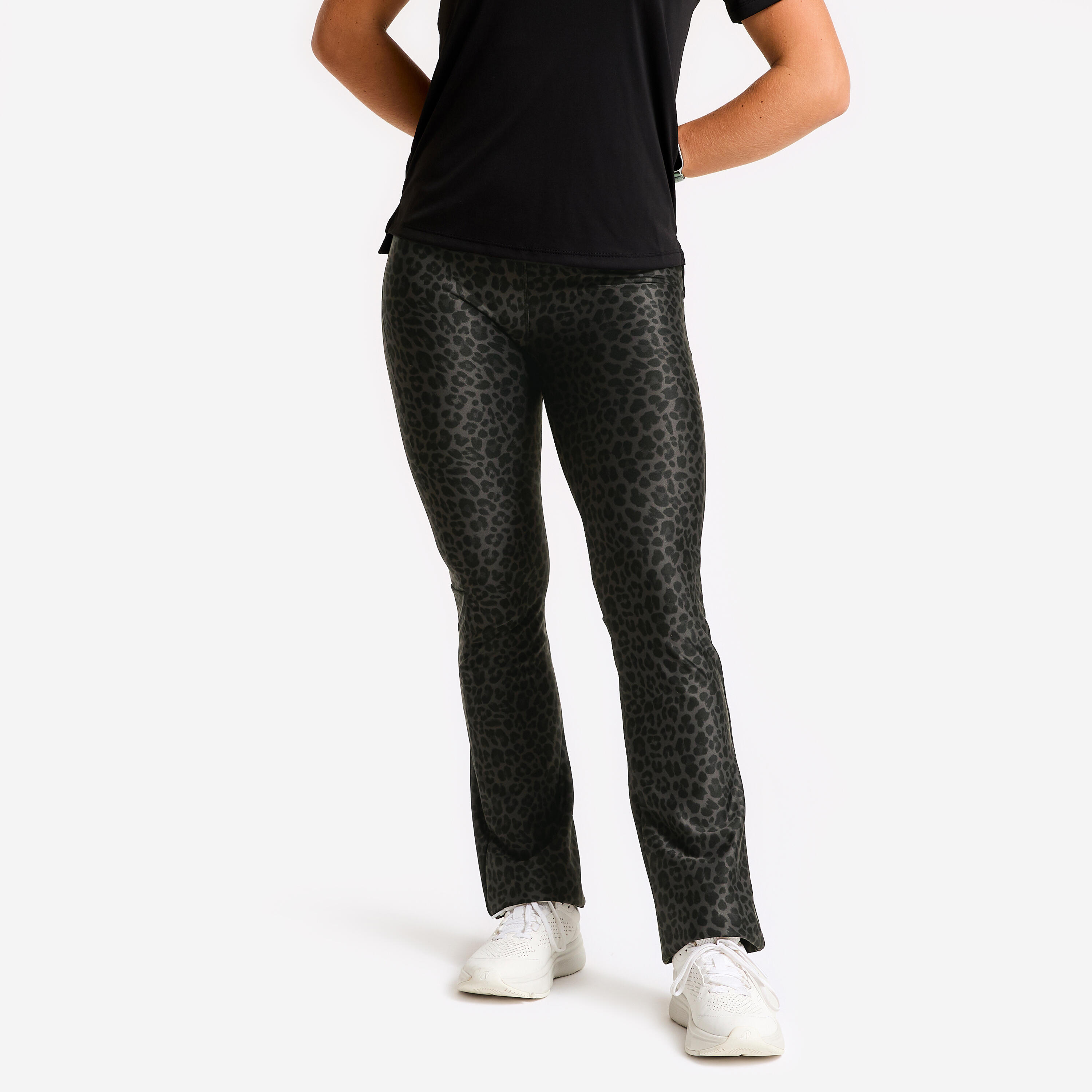 Leggings Damen gerade atmungsaktiv - dunkelgrau Print