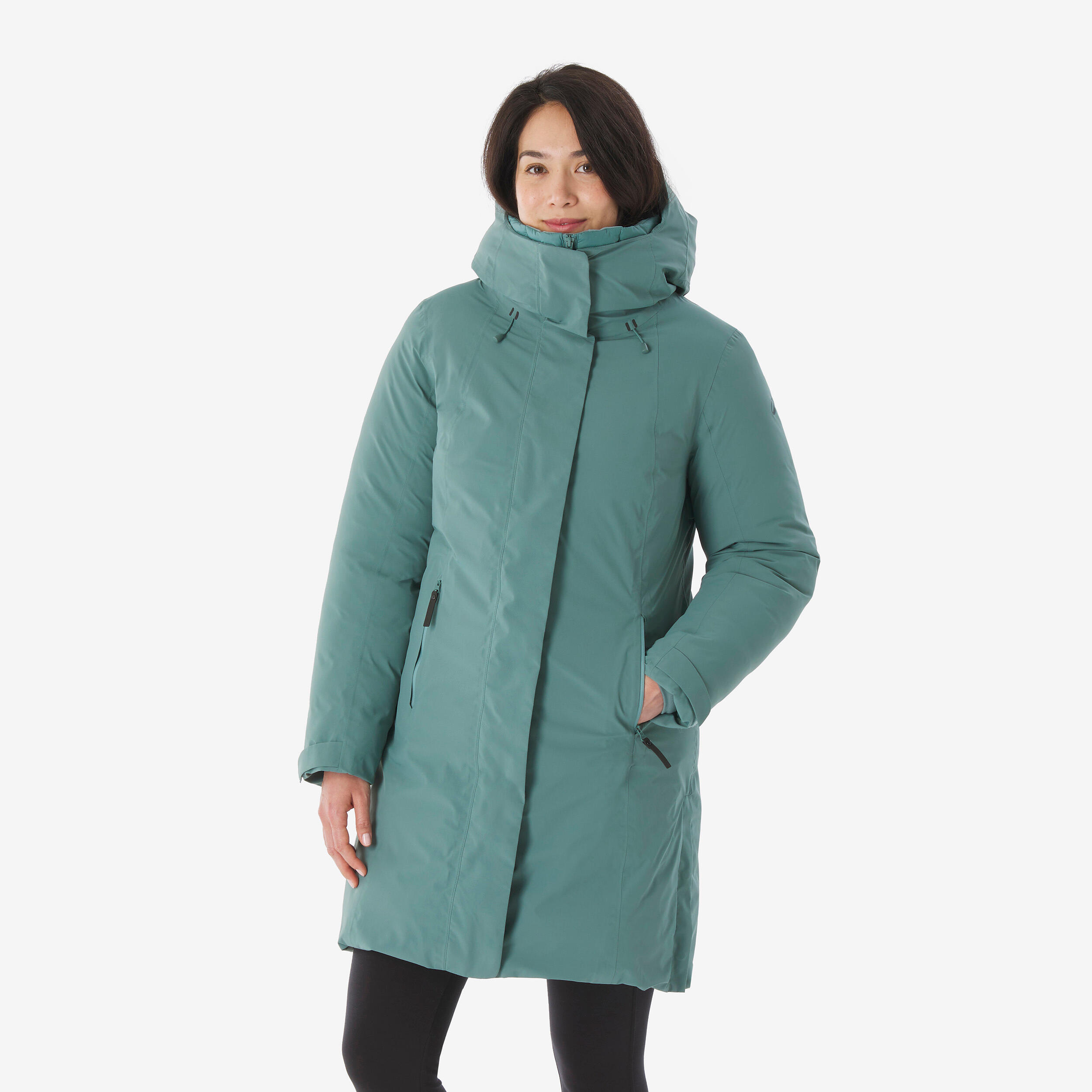 Daunenmantel Parka Damen warm bis -20 °C wasserdicht Wandern - NH900 grün