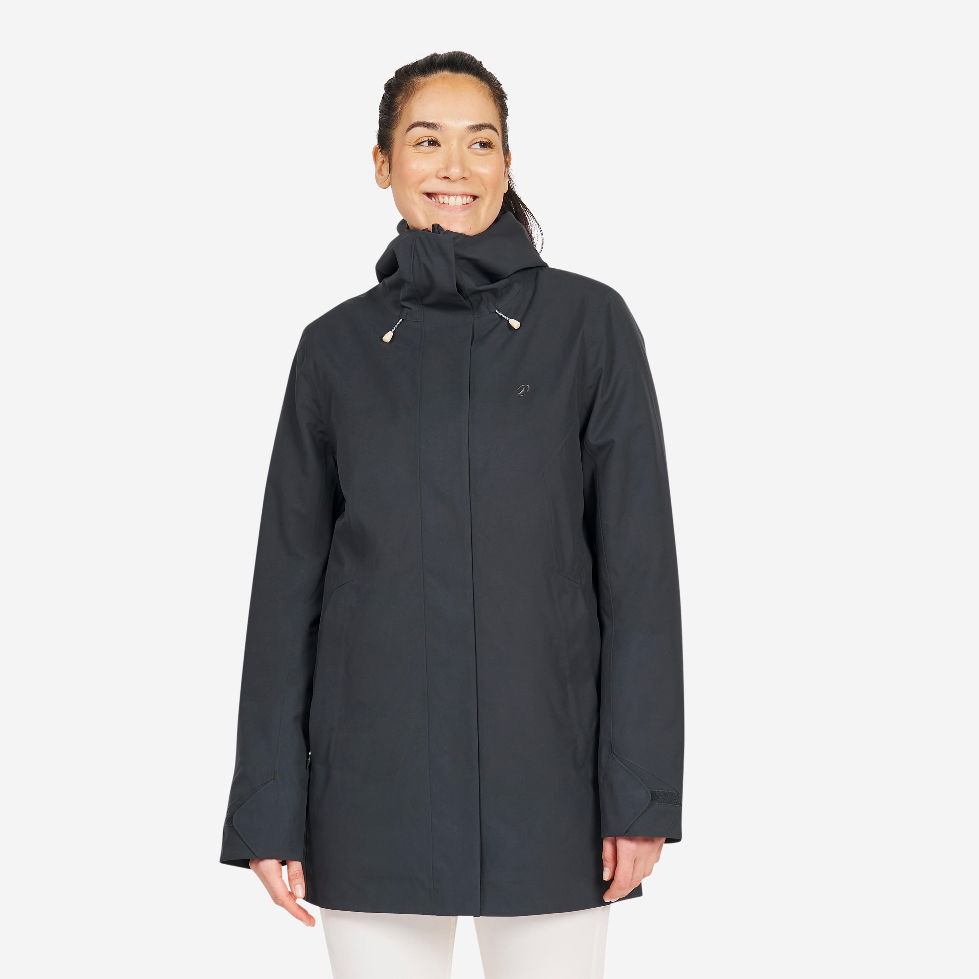 Segeljacke Damen warm wasserdicht winddicht 500 dunkelgrau