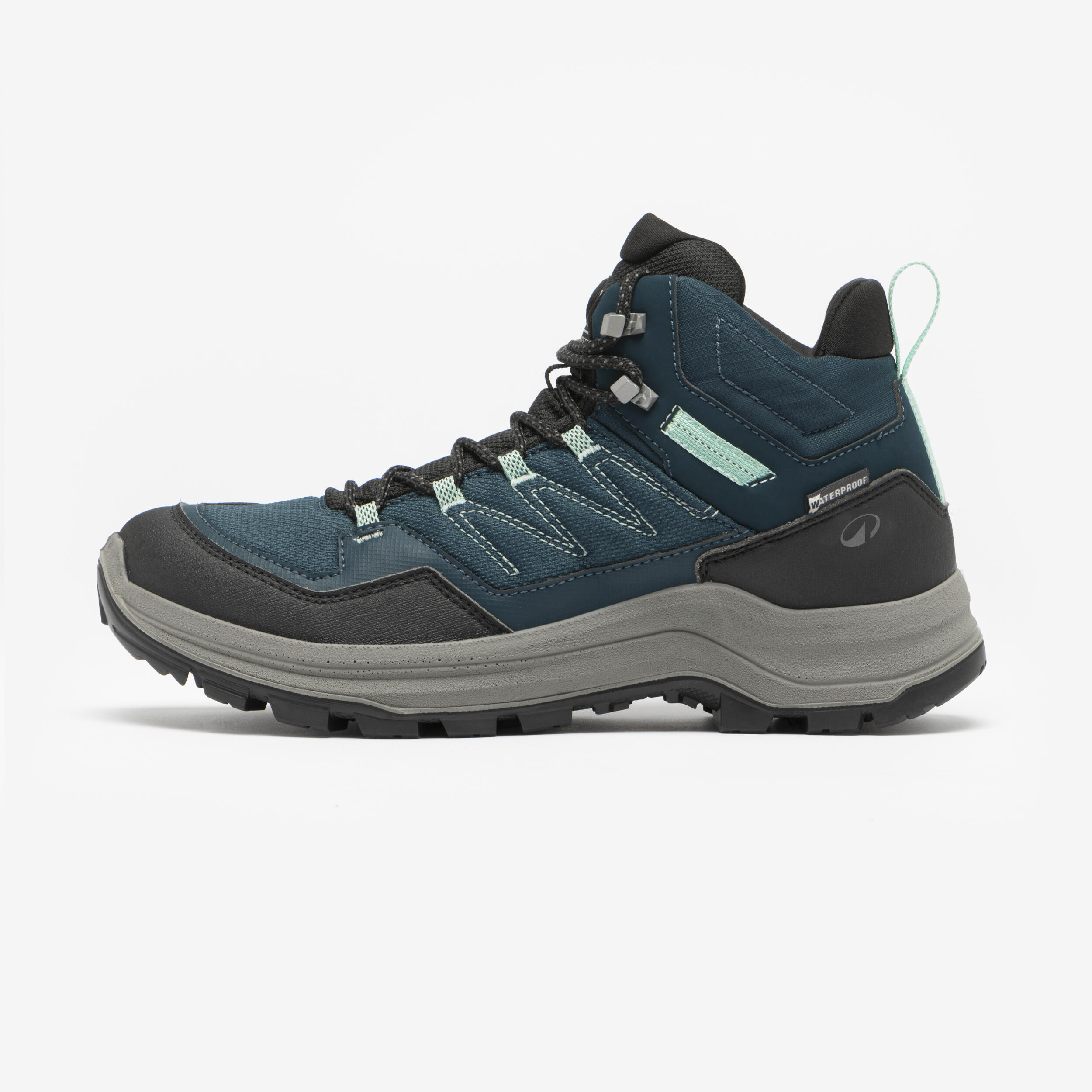 Wanderschuhe Damen wasserdicht - MH100 grün/grau