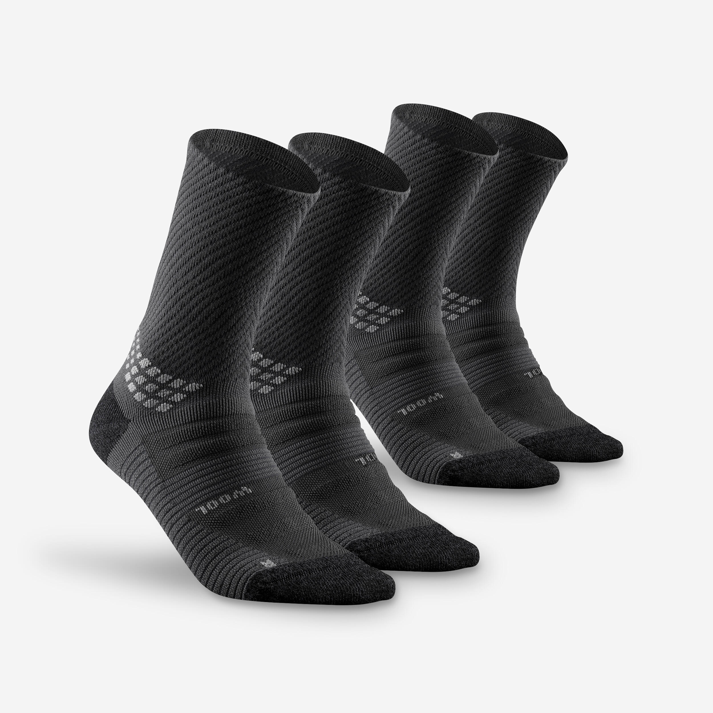 Wandersocken Damen/Herren hoch Wolle - Hike 900 2 Paar grau