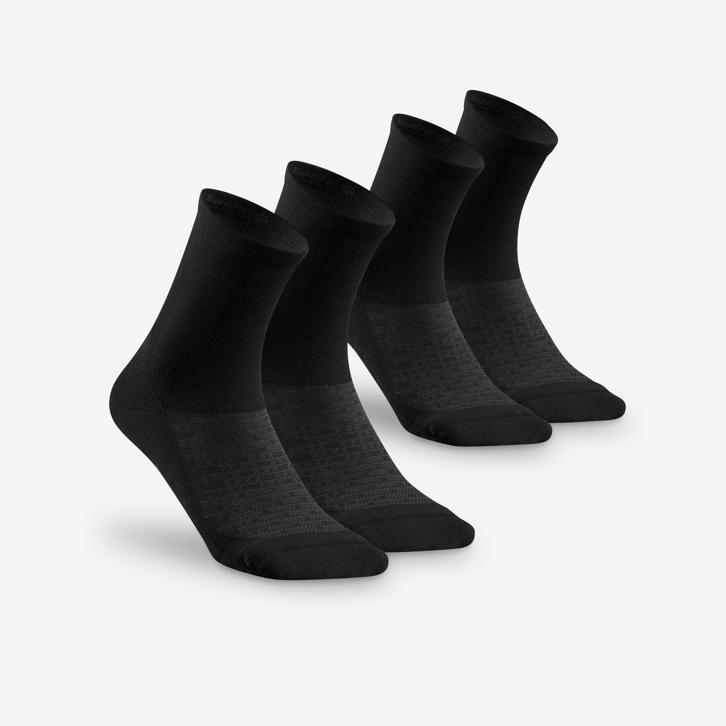 Wandersocken Damen/Herren hoch - Hike 100 2 Paar schwarz