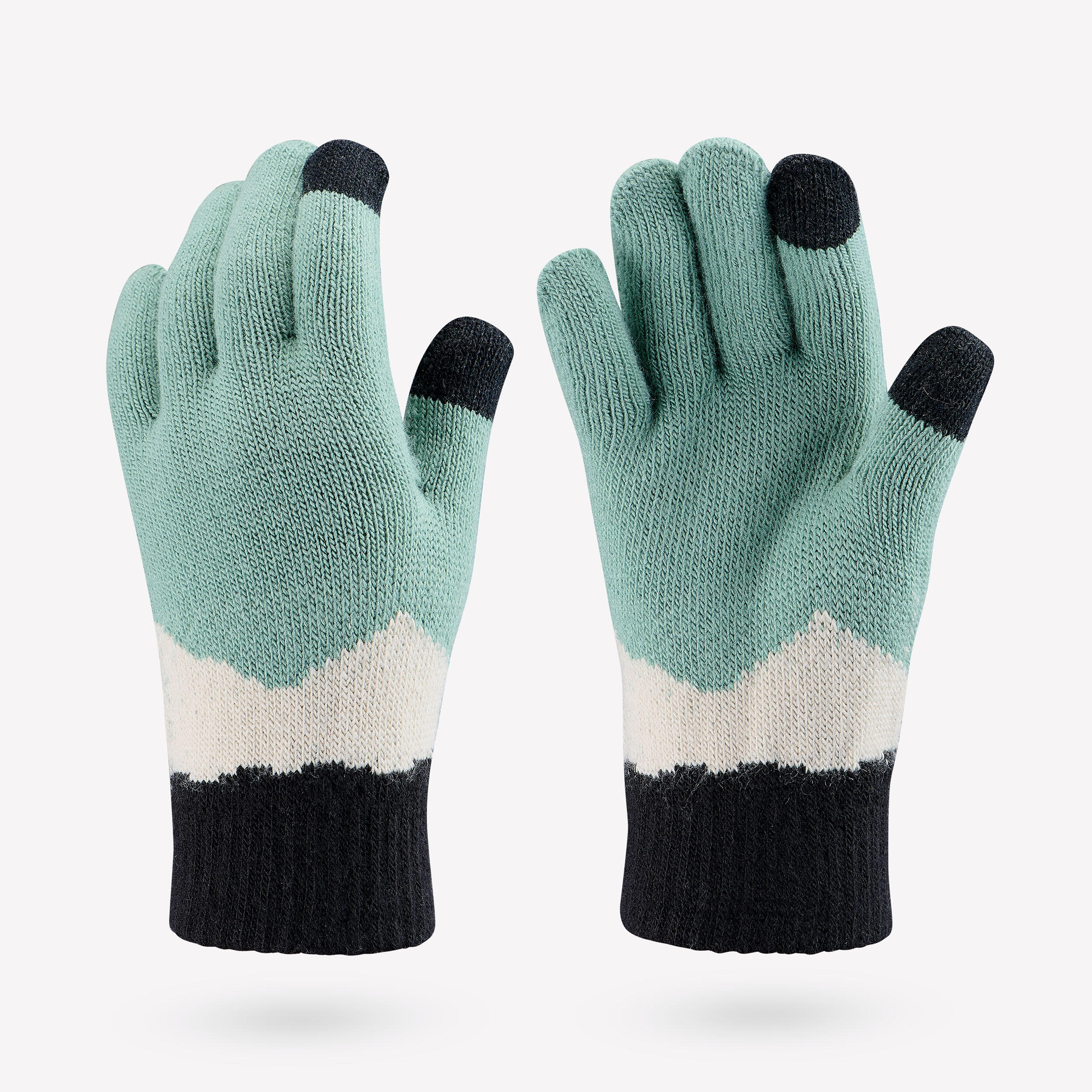 Handschuhe Kinder 4–14 Jahre touchscreenfähig Strick - Hike100 grün