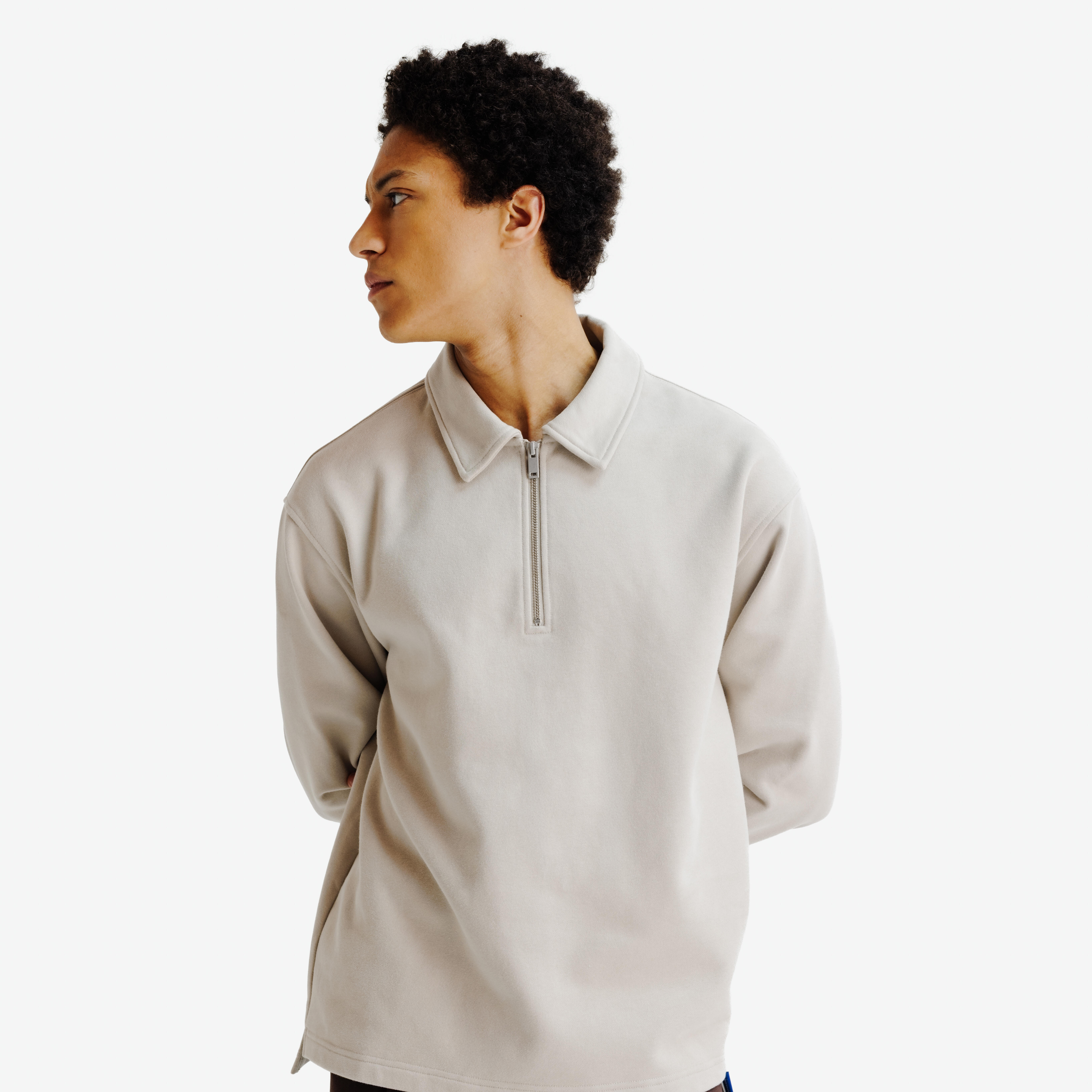 Sweatshirt Herren Polokragen Relaxed - Heritage beige