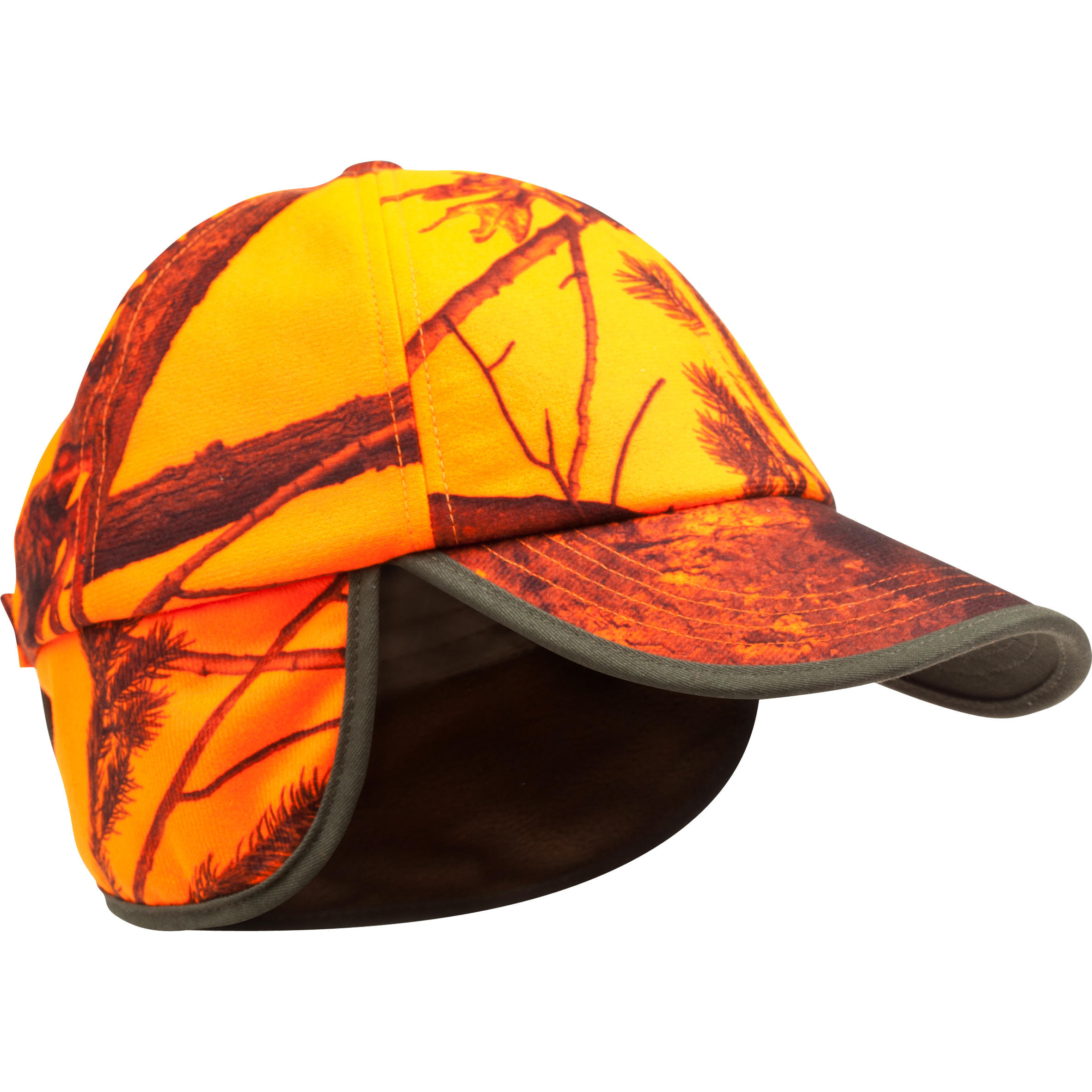 Jagd-Schirmmütze mit Ohrenklappen Camouflage orange