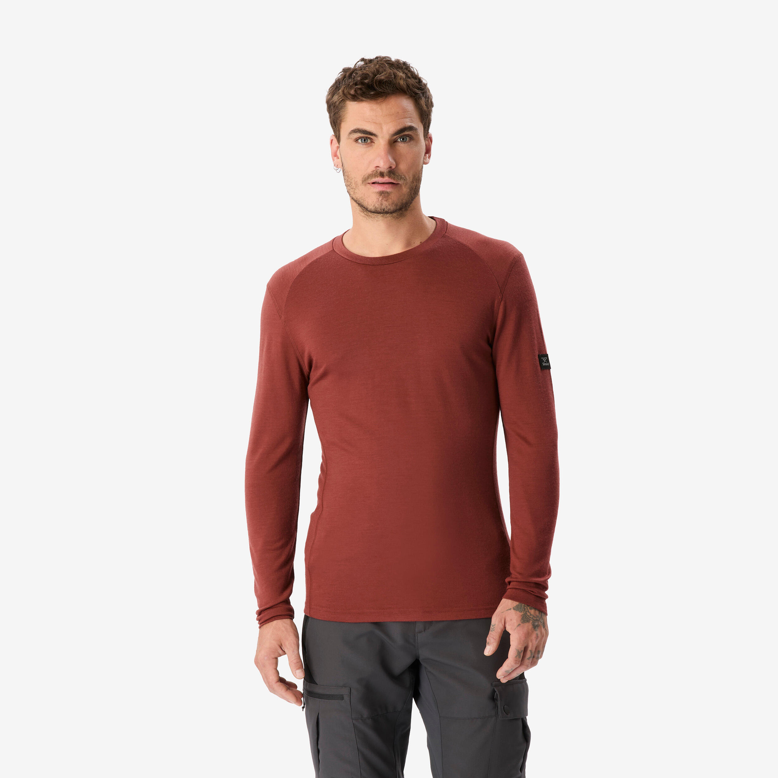 Merino Funktionsshirt Herren langarm 100 % Merino - braun
