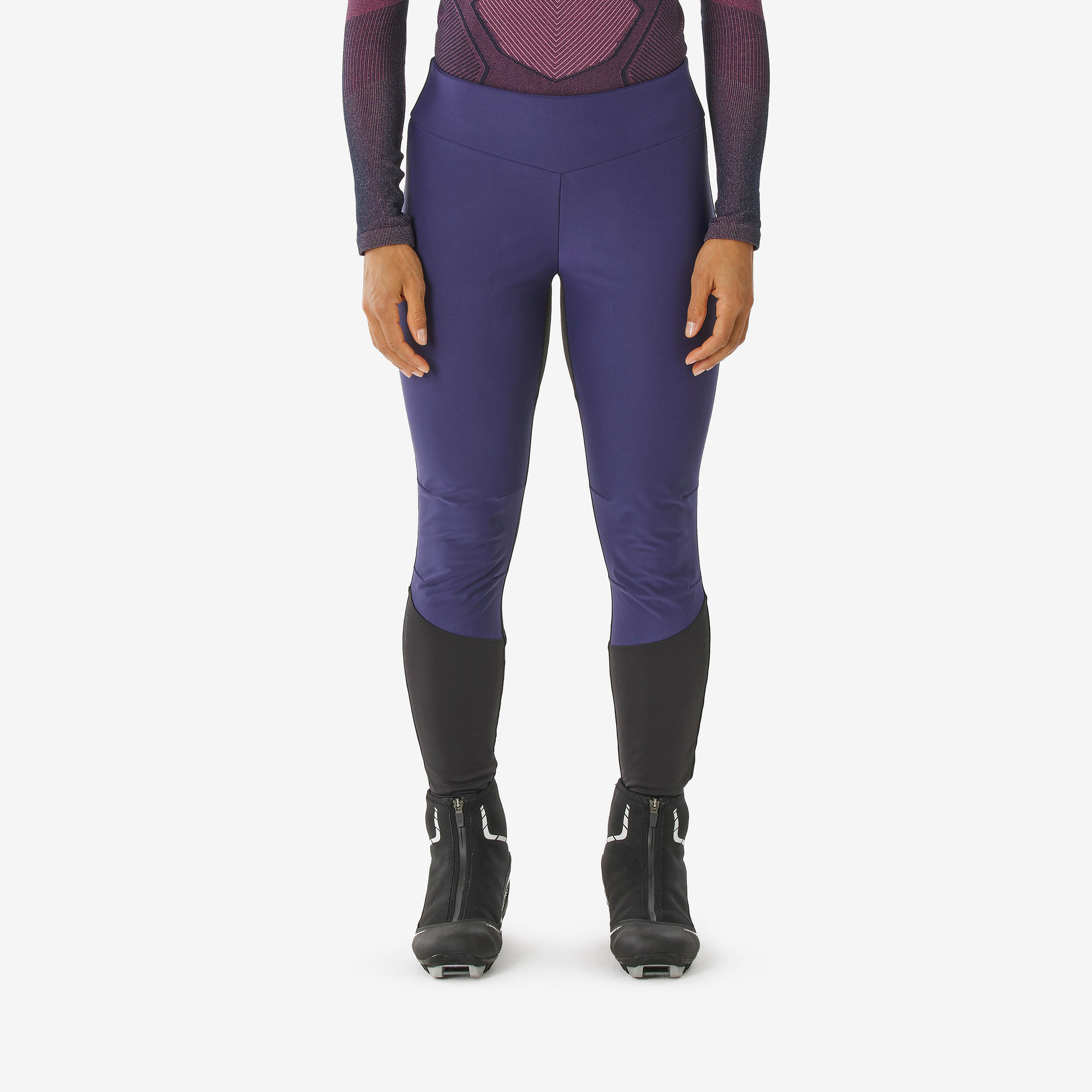 Langlauftights Damen winddicht - 500 violett