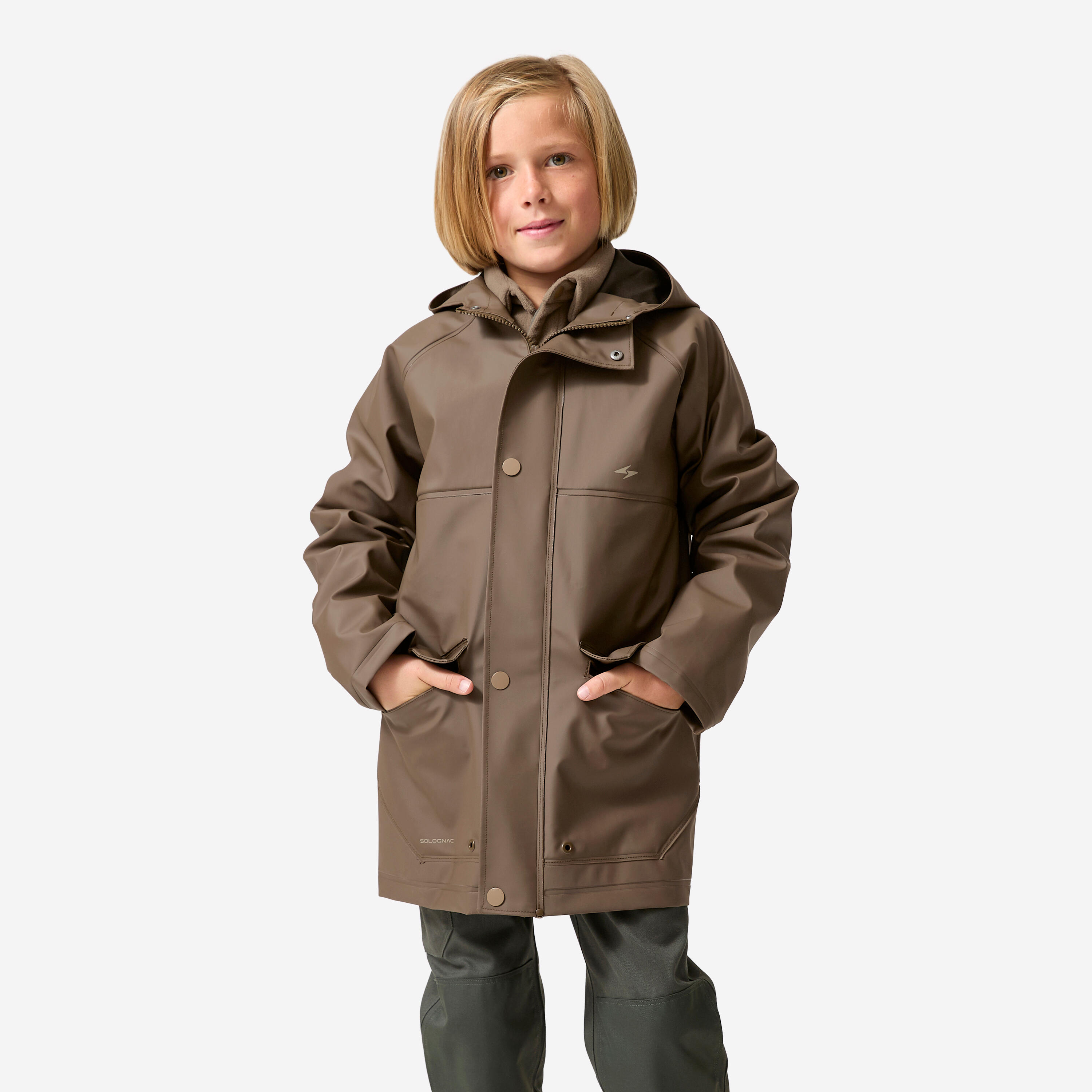 Regenjacke 500 Kinder gewachst braun
