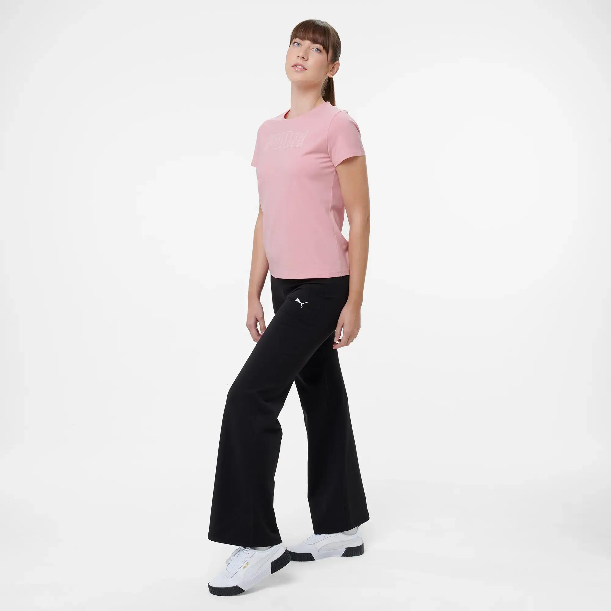 Leggings Damen aus Baumwolle hoher Bund - schwarz