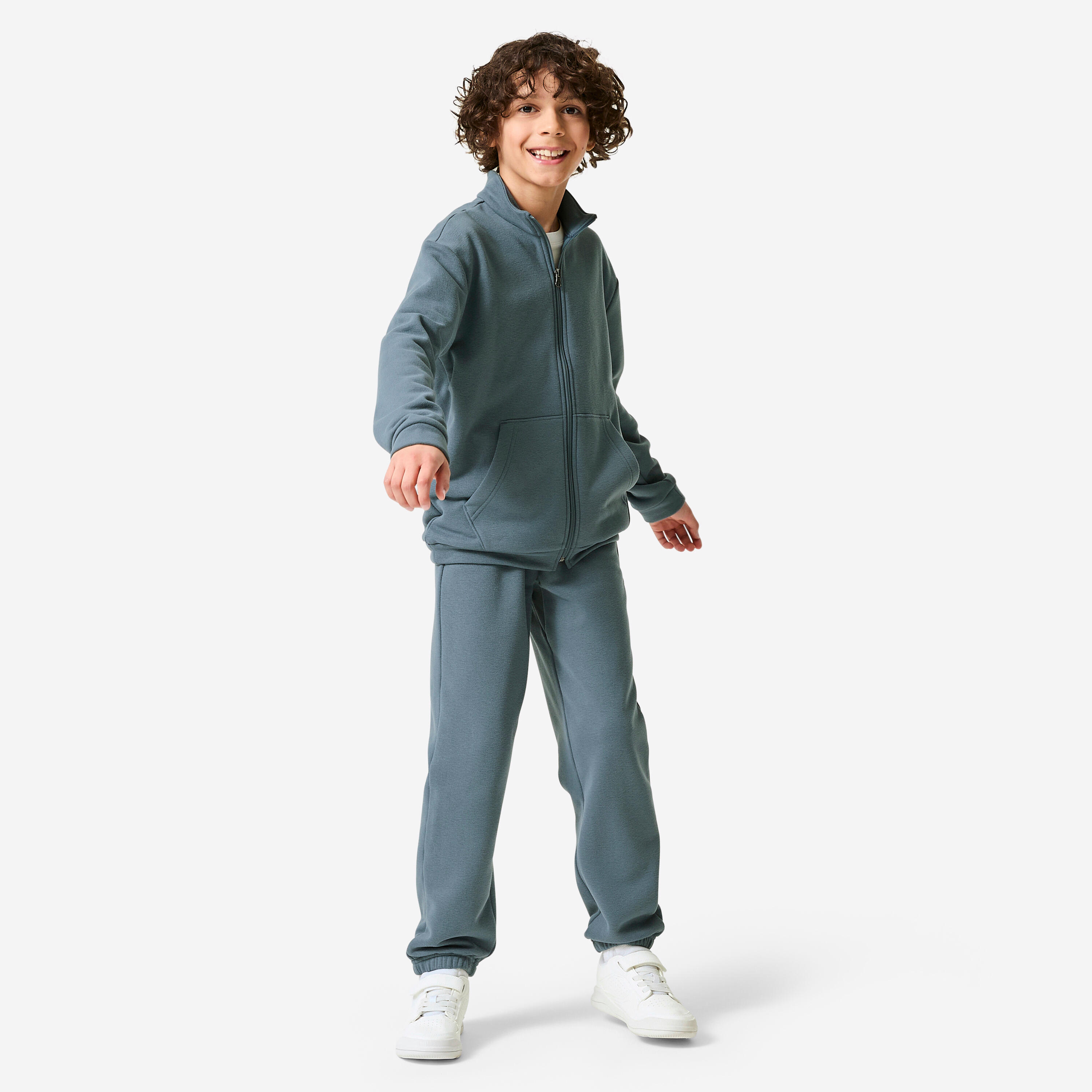 Trainingsanzug Kinder Fleece warm - blau