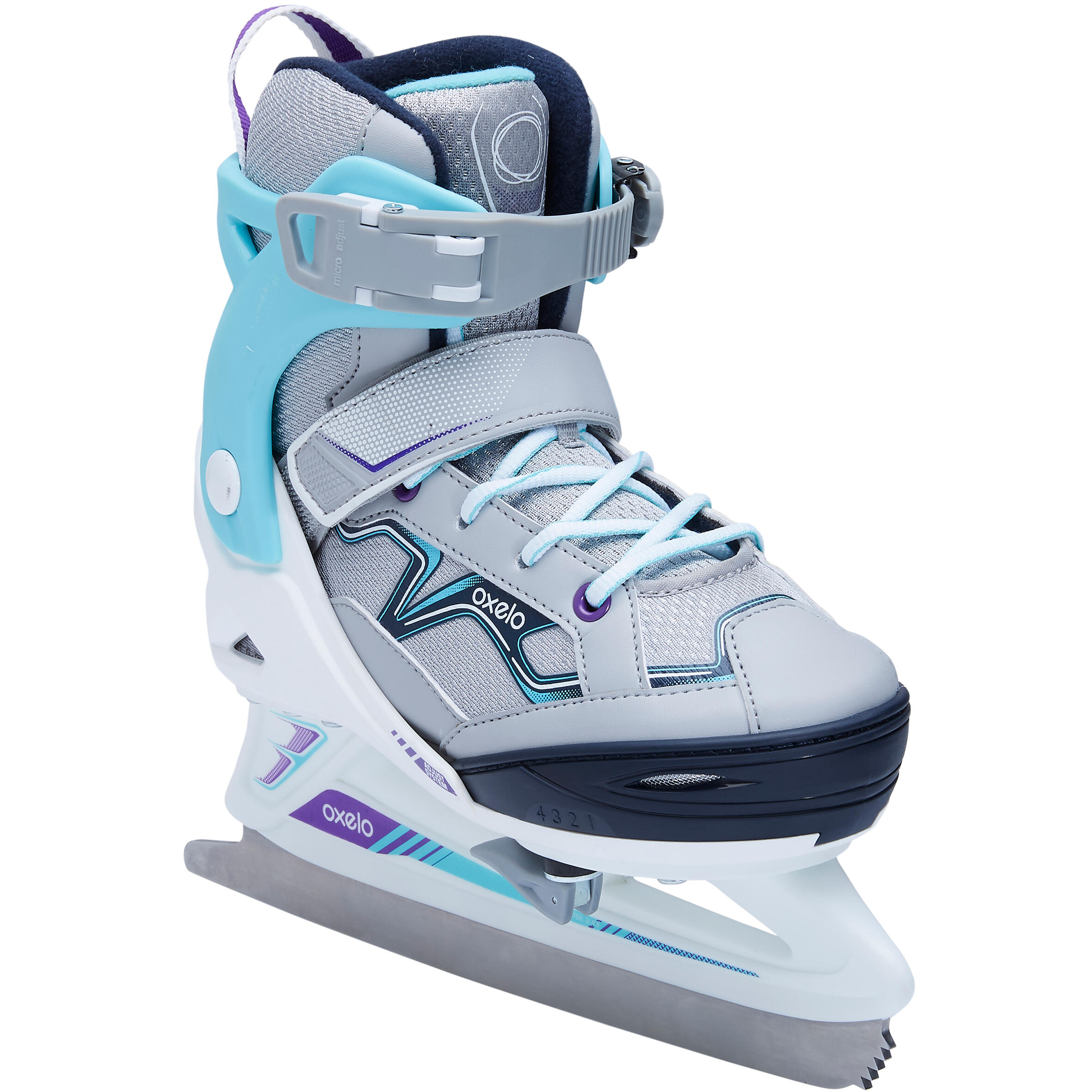 Schlittschuhe Fit 100 Kinder grau/türkis