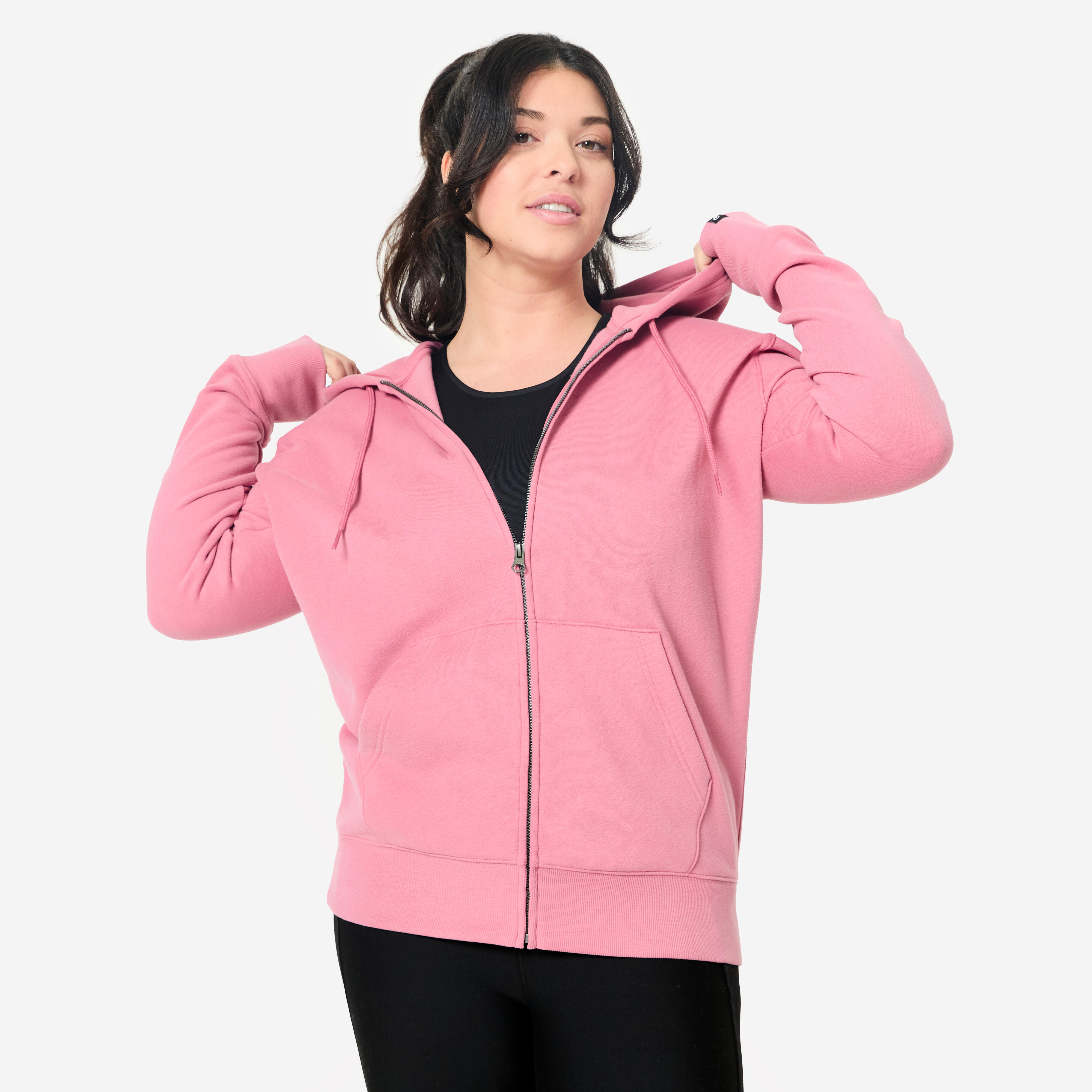 Kapuzenjacke Damen Sweatshirtstoff - altrosa