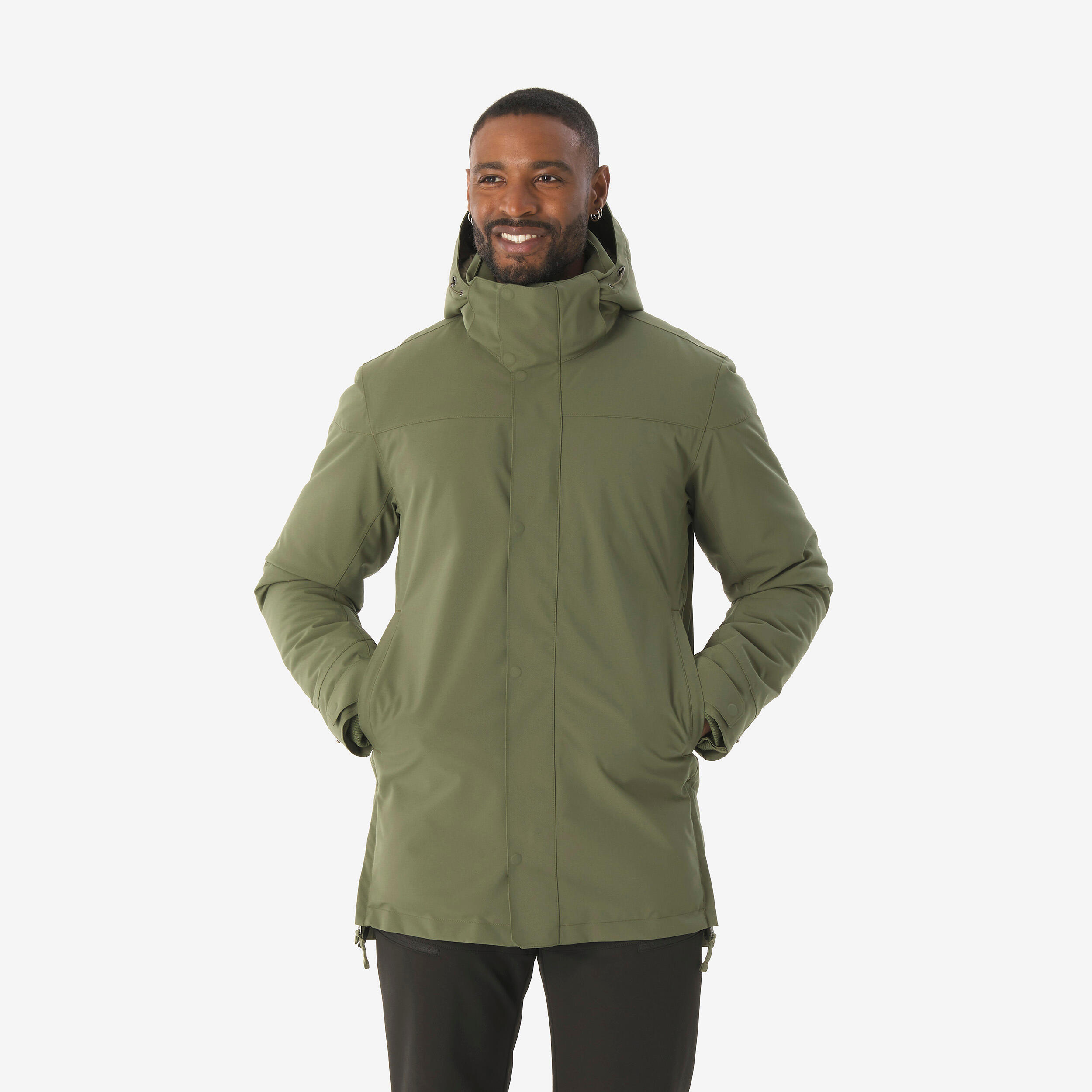 Winterjacke Parka Herren bis -10 °C wasserdicht warm Wandern - NH500 grün