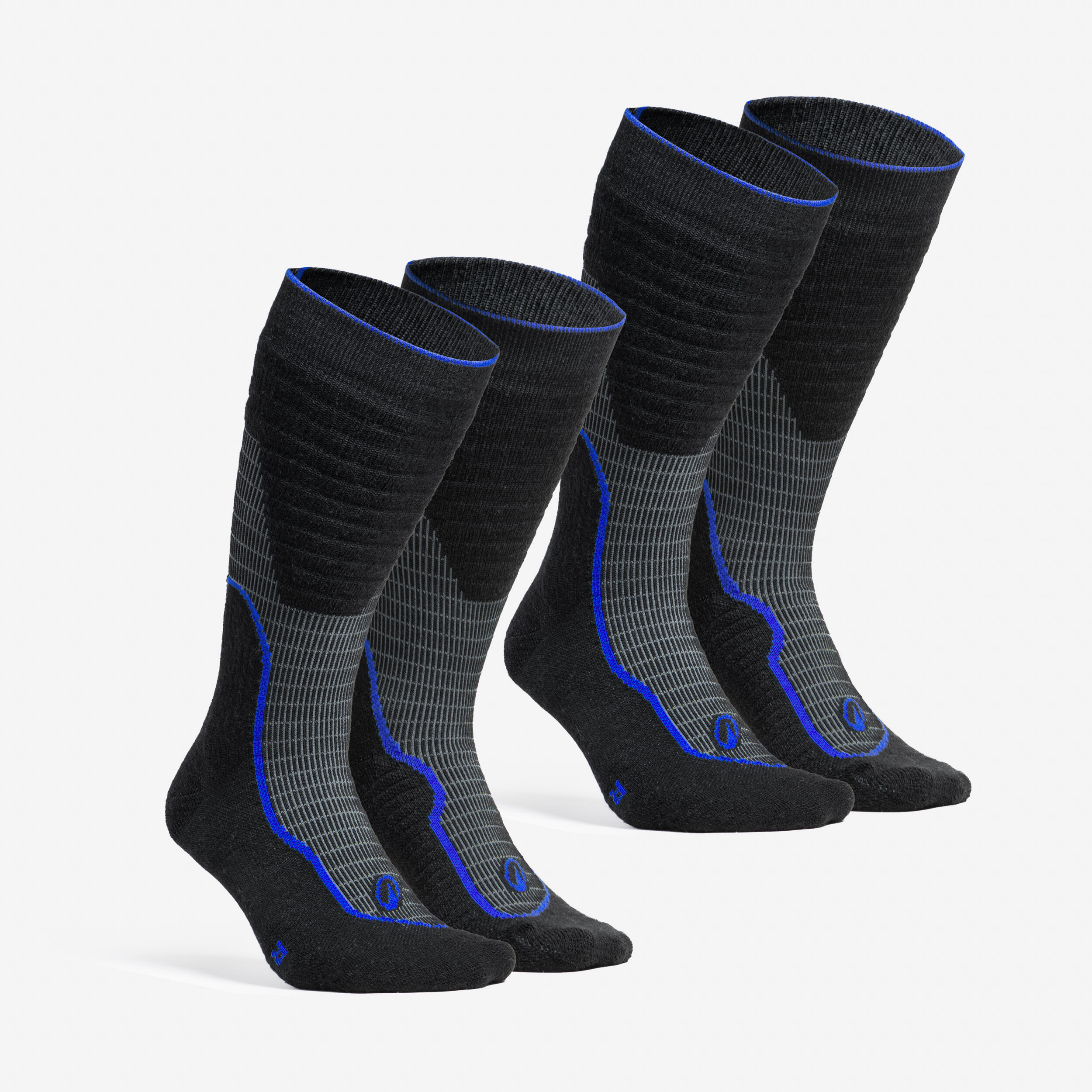Wintersocken Damen/Herren warm Winterwandern - Hike 900 Air Doppelpack schwarz