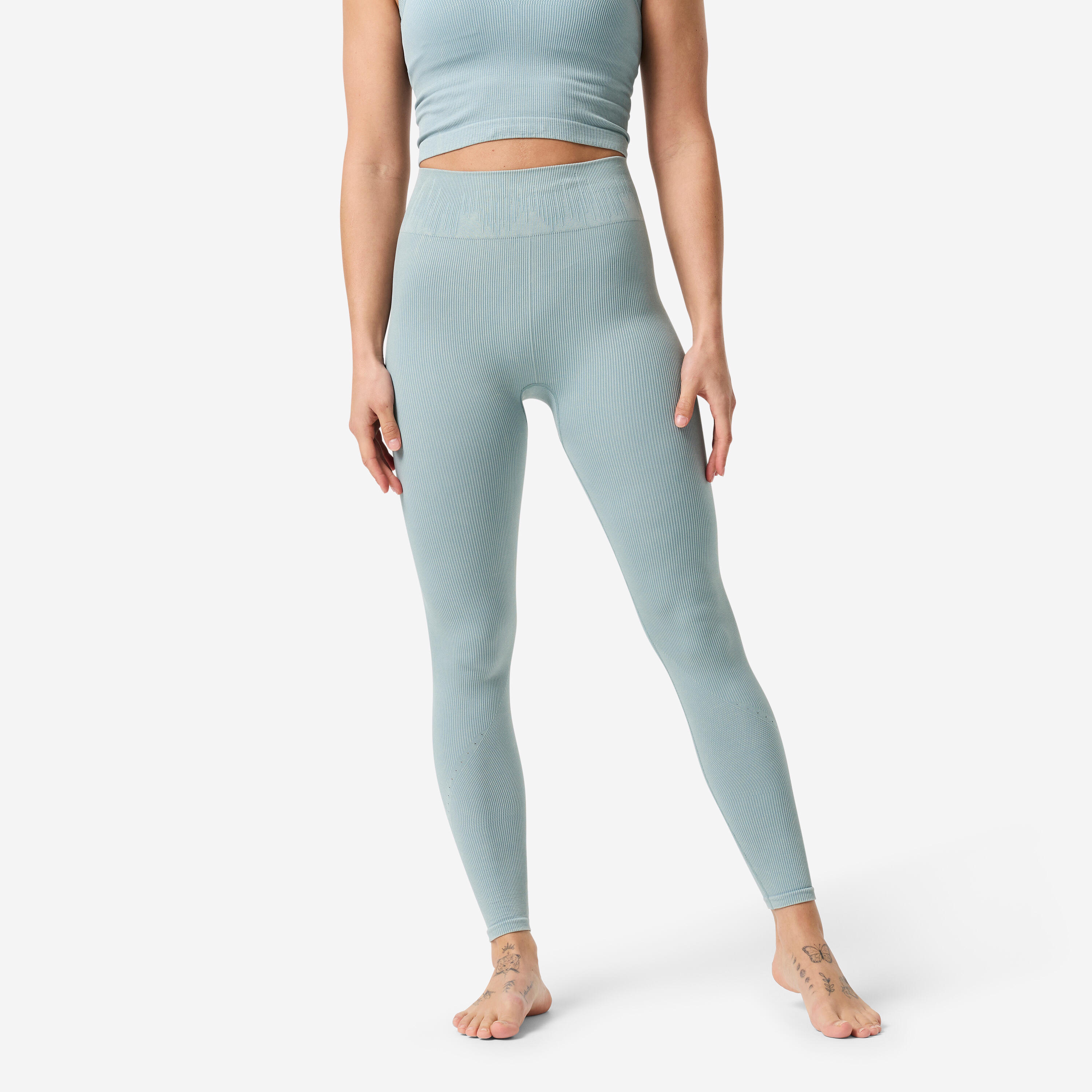 Leggings Yoga Pilates Damen nahtlos und dehnbar  – blau