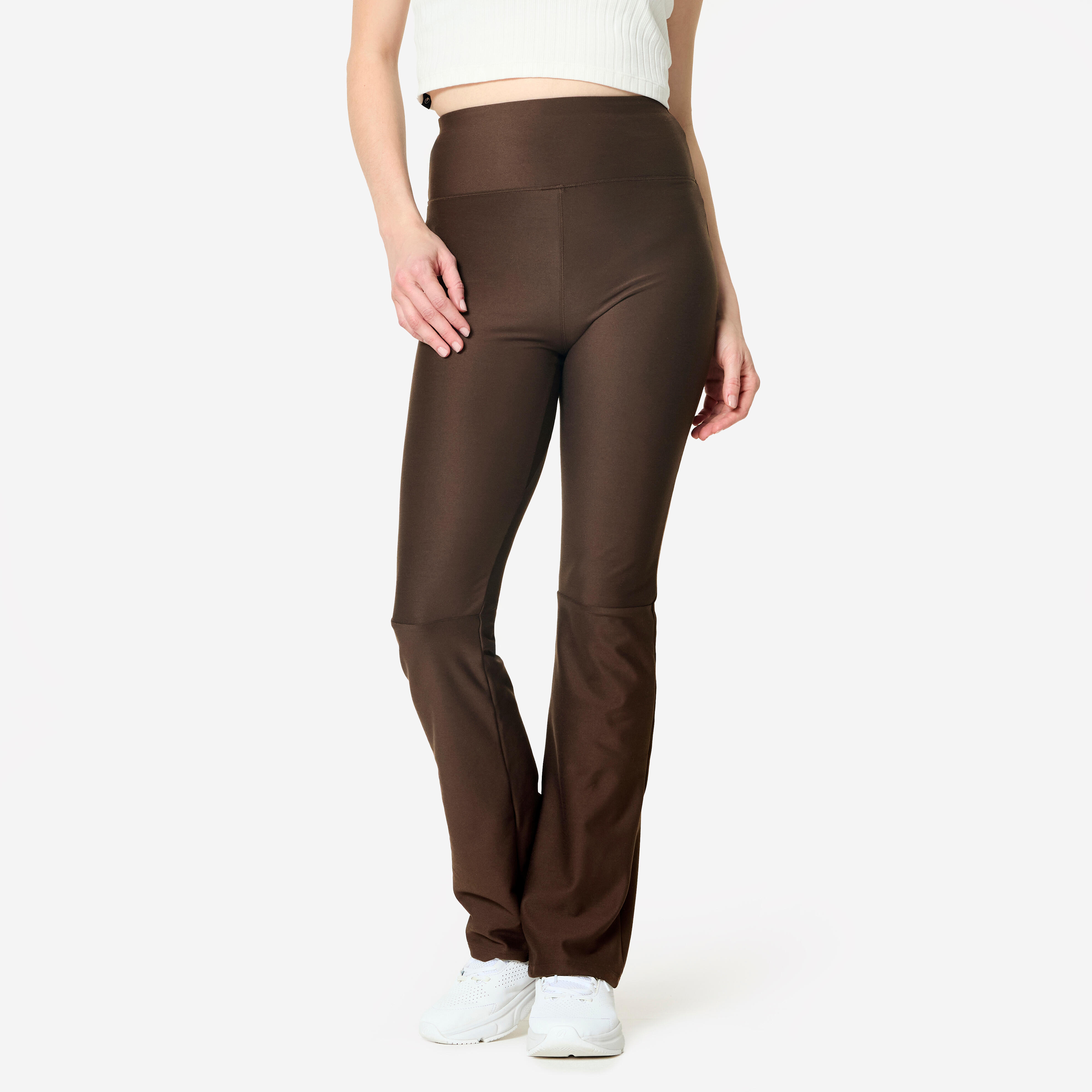 Leggings Damen gerade geschnitten dehnbar - braun
