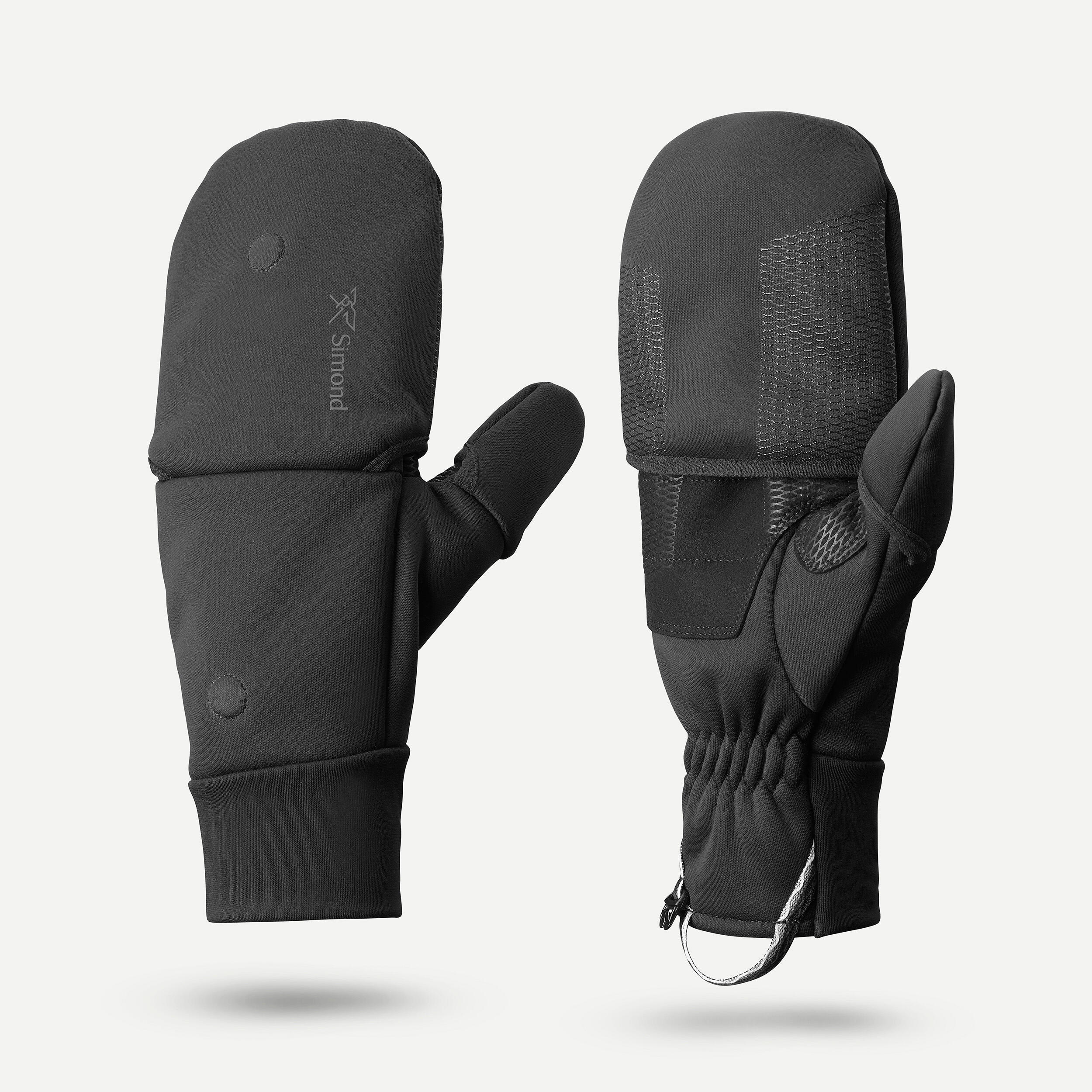 Halbhandschuhe Damen/Herren Fäustlinge winddicht warm Trekking - MT900 schwarz