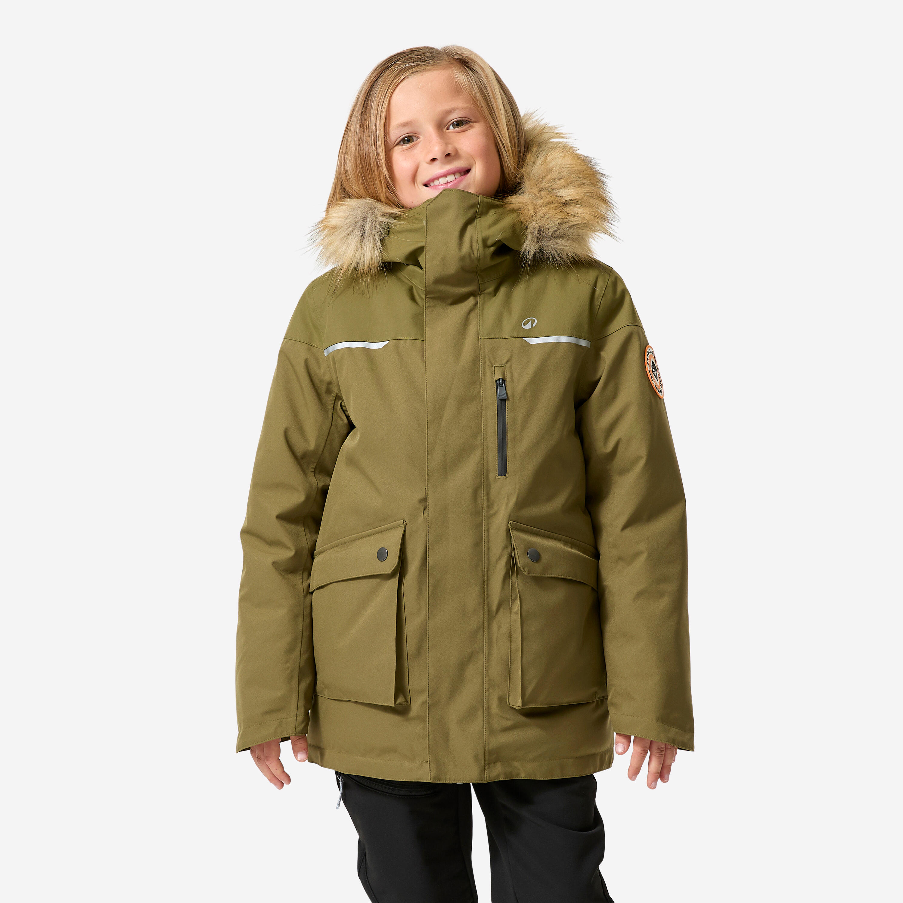 Winterjacke Parka Kinder Gr. 122–172 bis -23 °C Wandern - NH900 grün