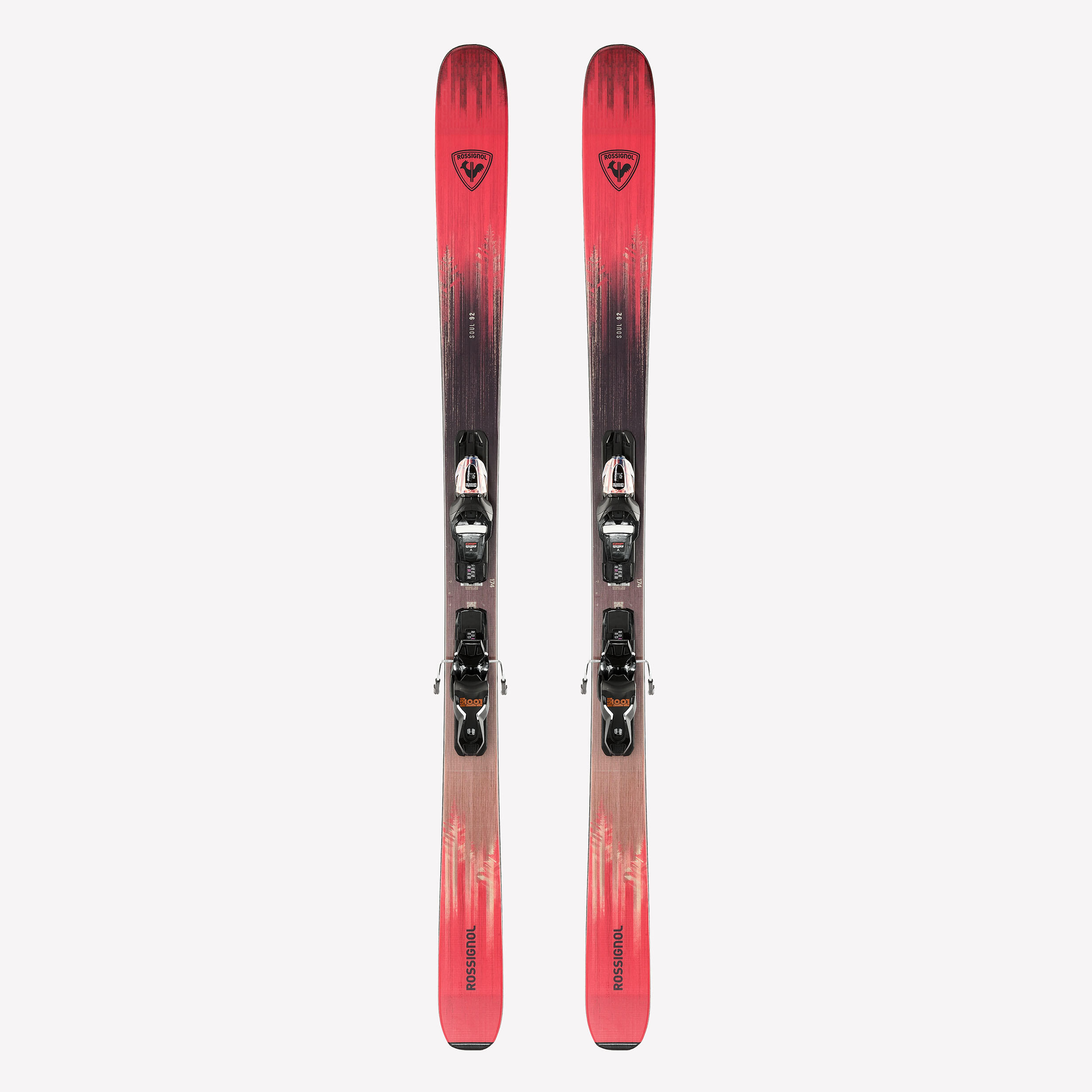 Ski Erwachsene mit Bindung Allmountain - Soul 92 Rossignol schwarz/rot