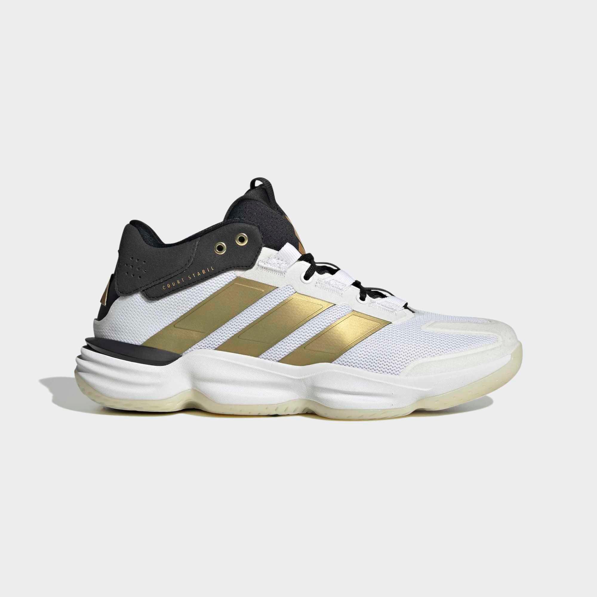 Damen/Herren Handball Hallenschuhe - adidas Performance Court Stabil weiß/gold