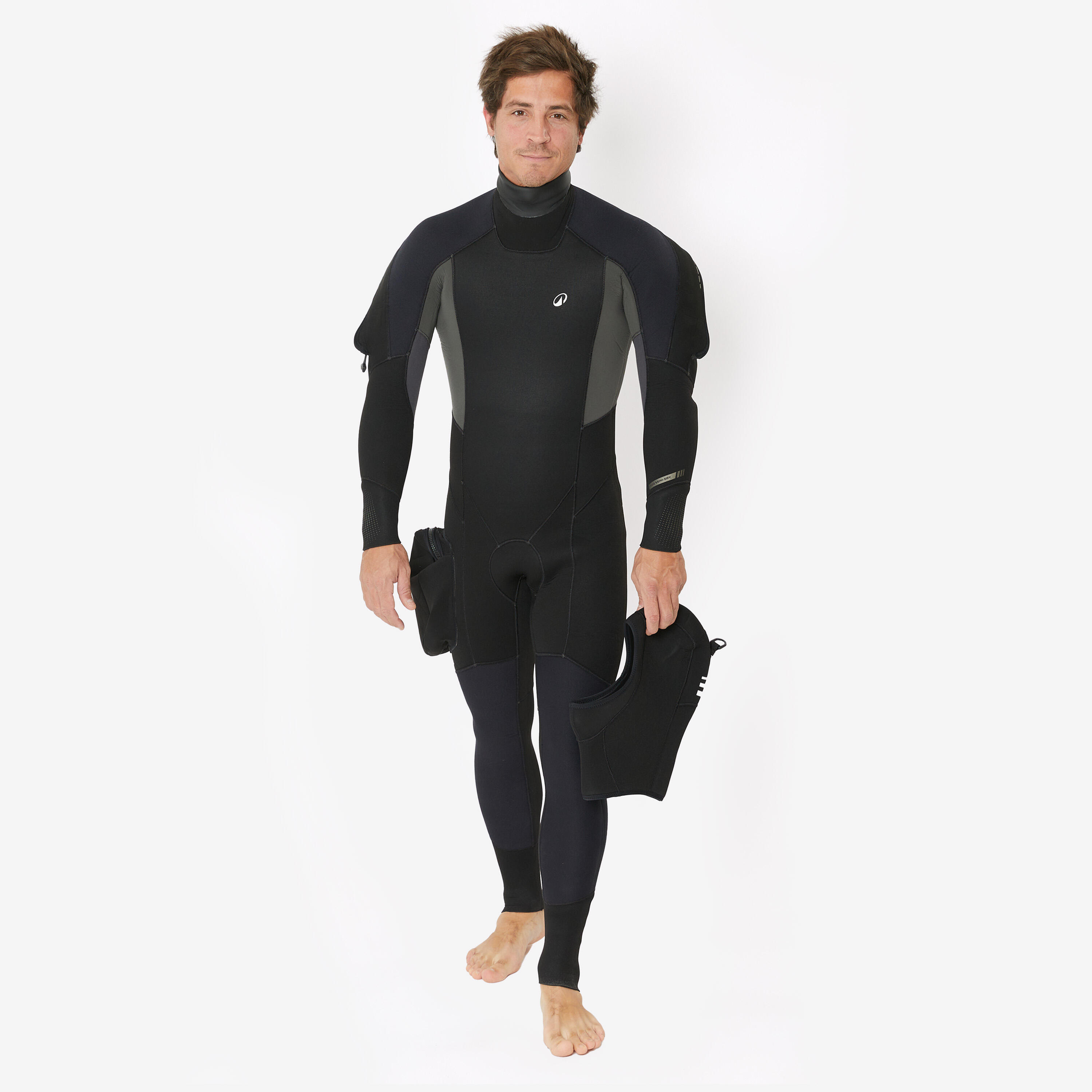 Halbtrocken-Tauchanzug Herren Neopren 7 mm schwarz
