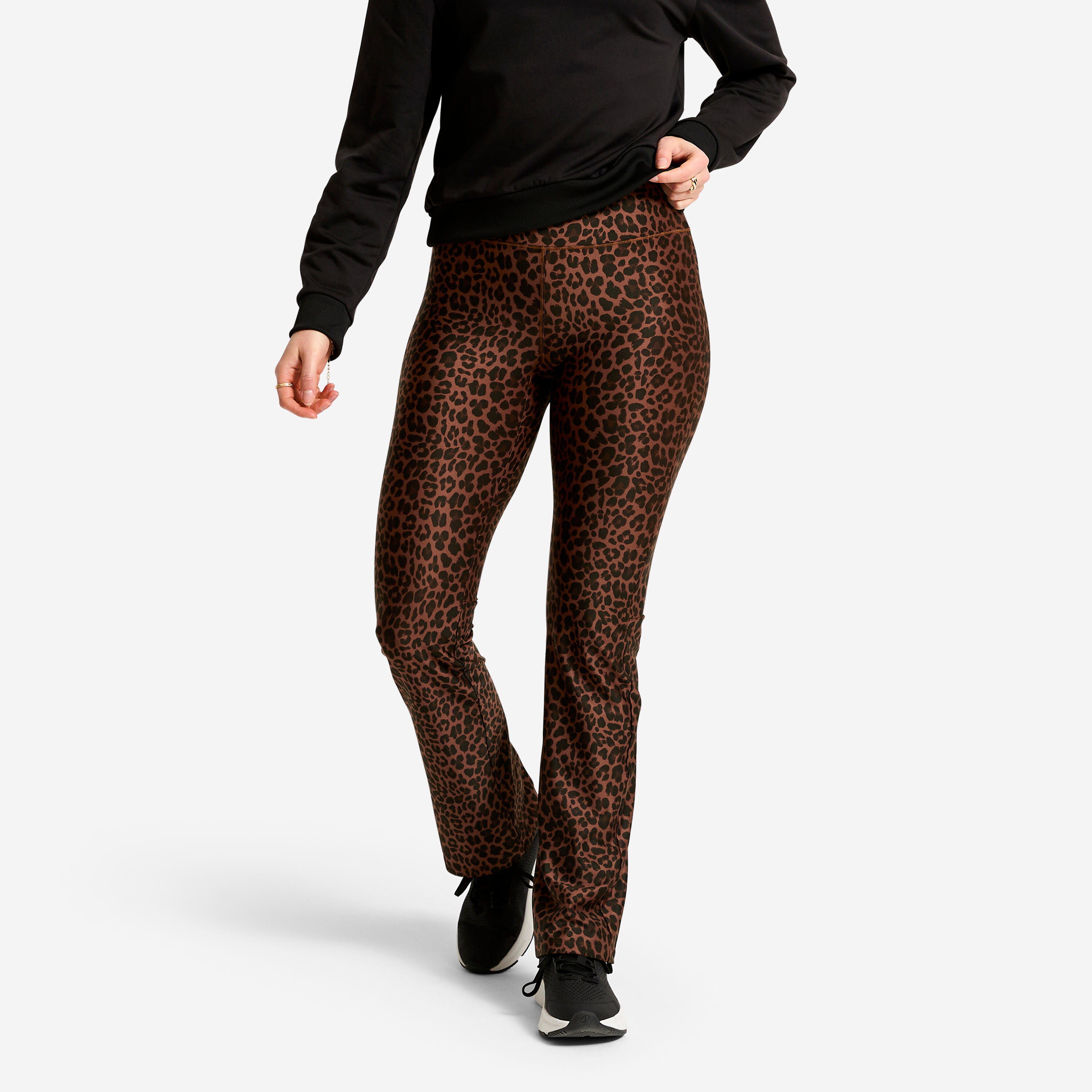 Leggings Damen gerade atmungsaktiv - braun Print