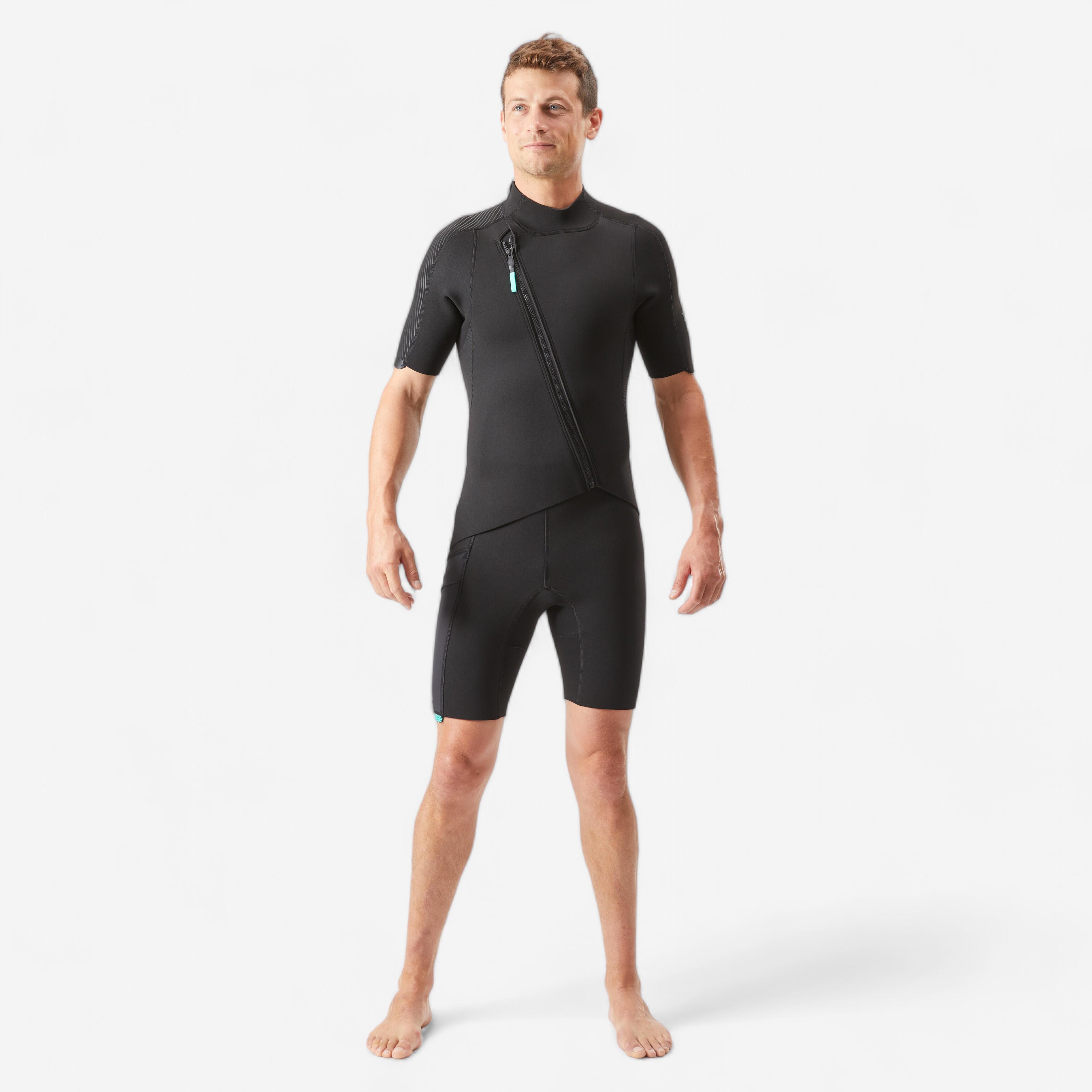 Neopren Shorty Schnorcheln Herren mit schrägem Frontzip 2 mm Easy