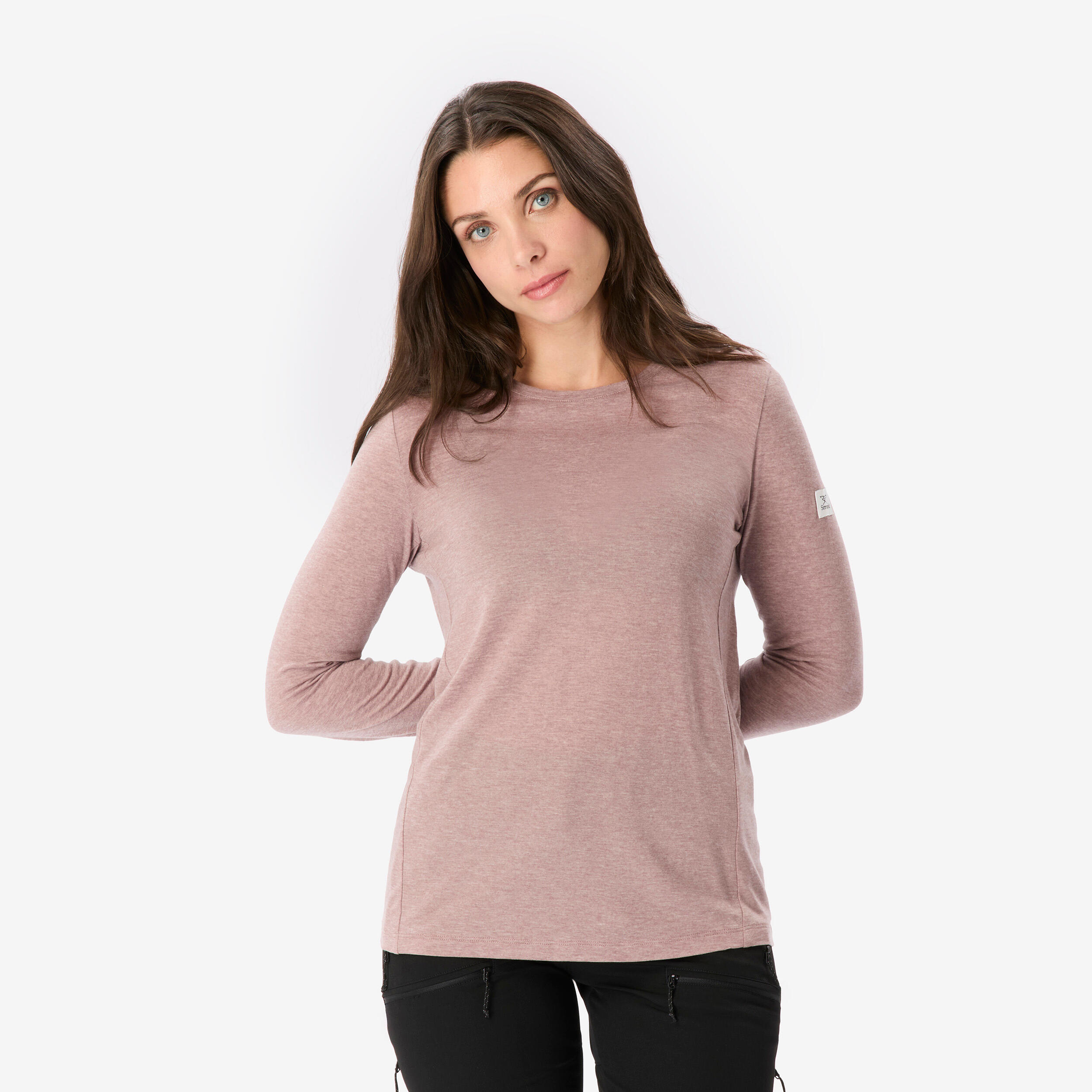 Funktionsshirt Damen langarm 40 % recycelte Merinowolle Trekking  - Fresh