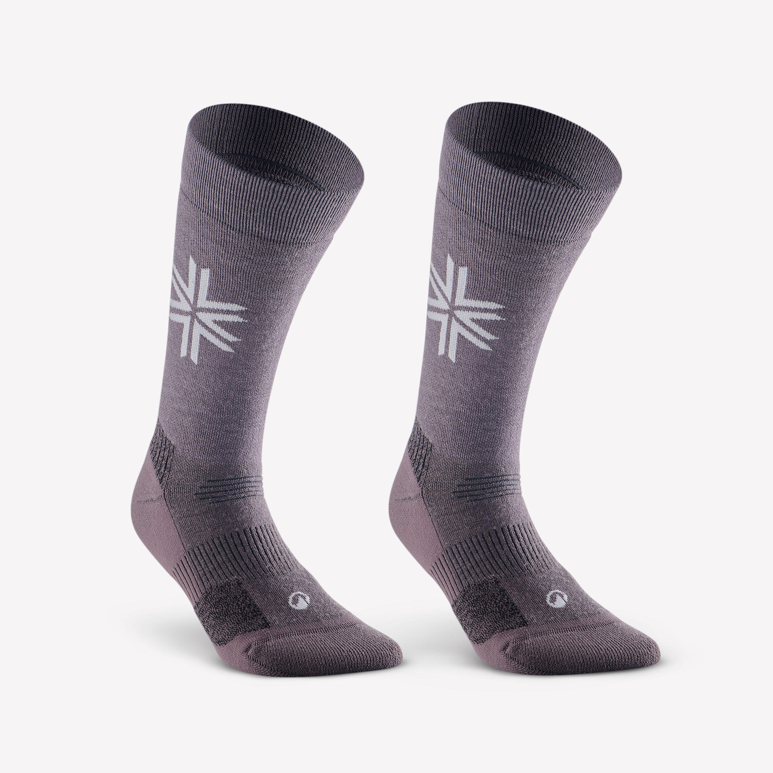 Wintersocken warm halbhoch Winterwandern - SH500 Doppelpack braun/beige