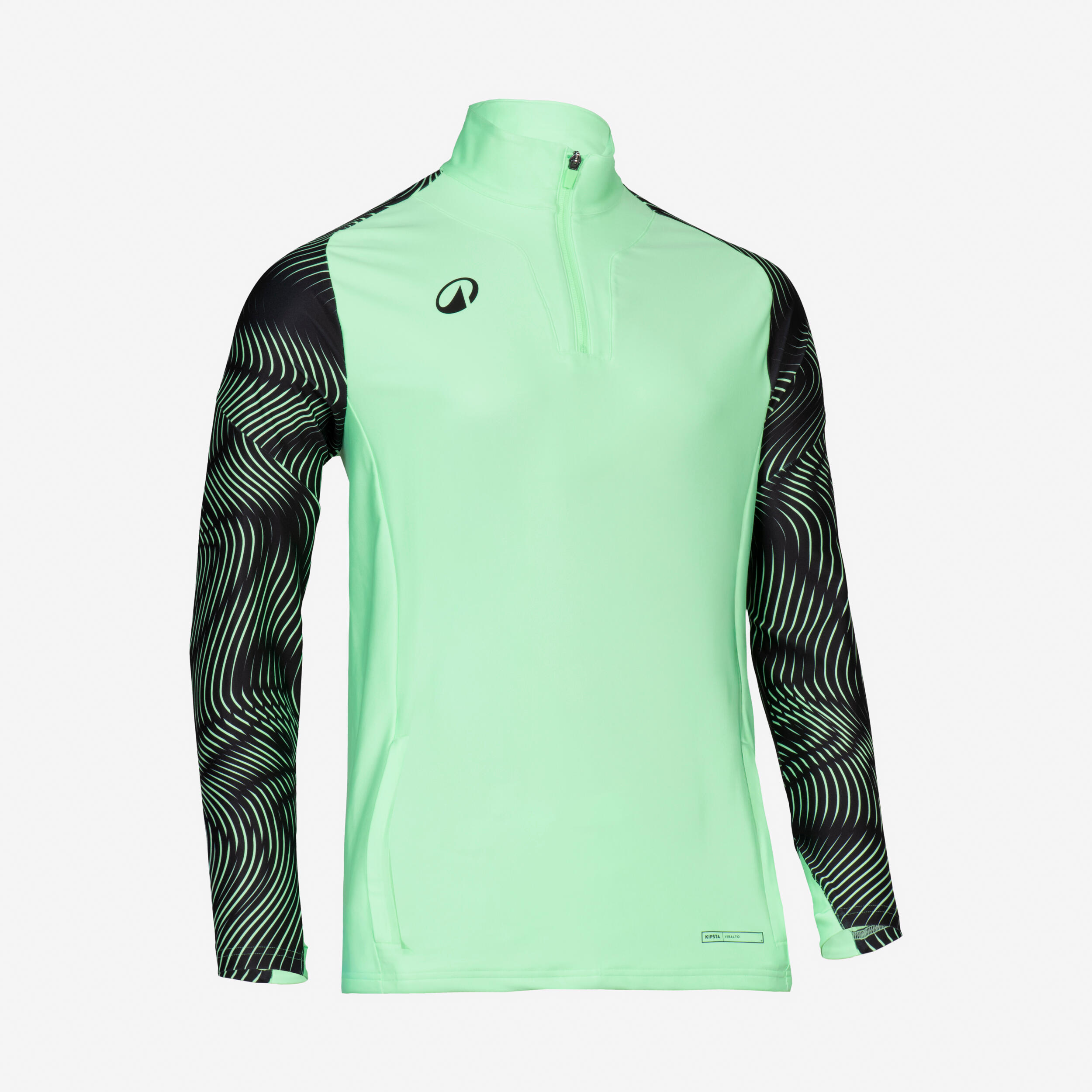 Damen/Herren Fußball Sweatshirt 1/2-Zip - VIRALTO Wavy Club neongrün/schwarz