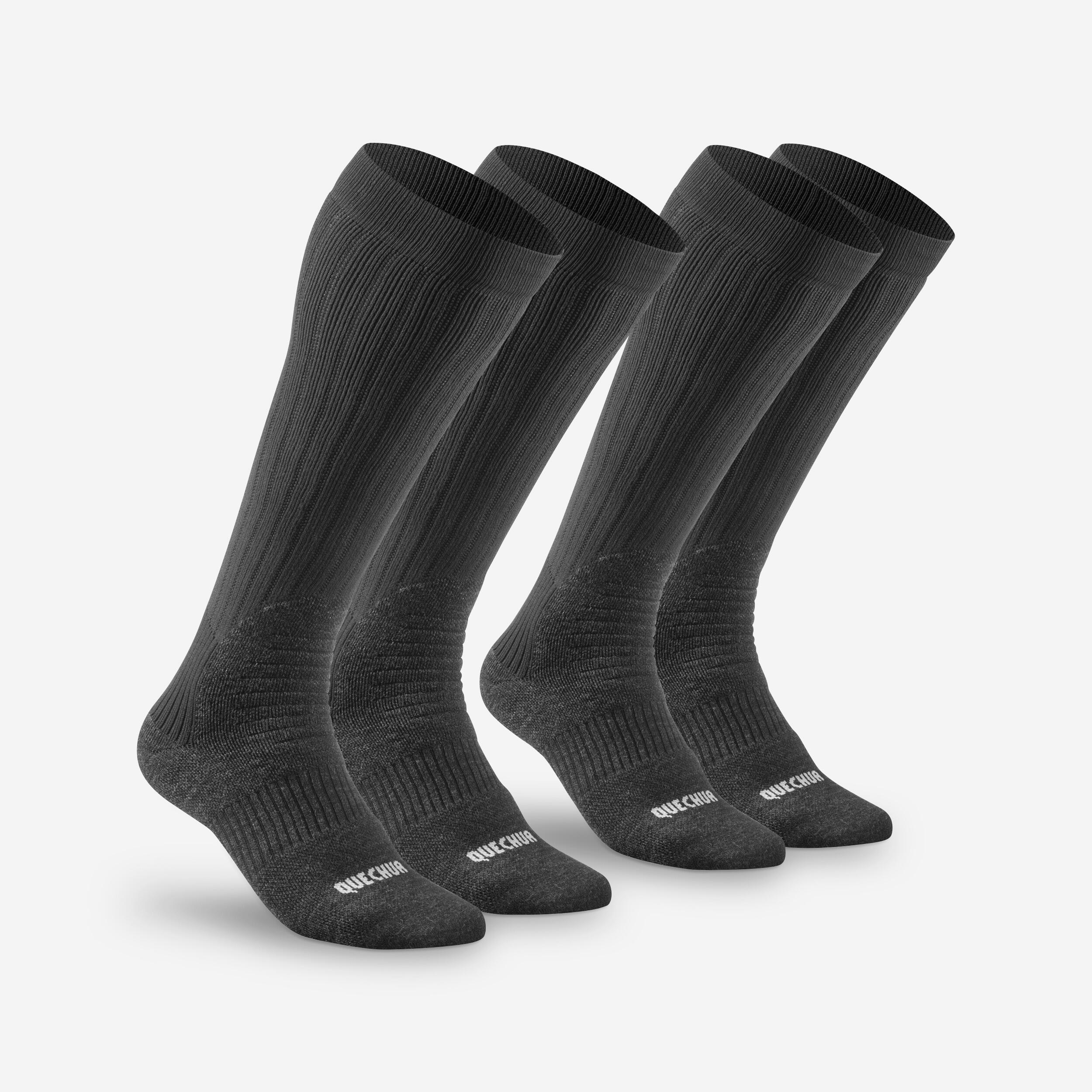 Wintersocken Erwachsene warm hoch Winterwandern - SH100 Doppelpack schwarz