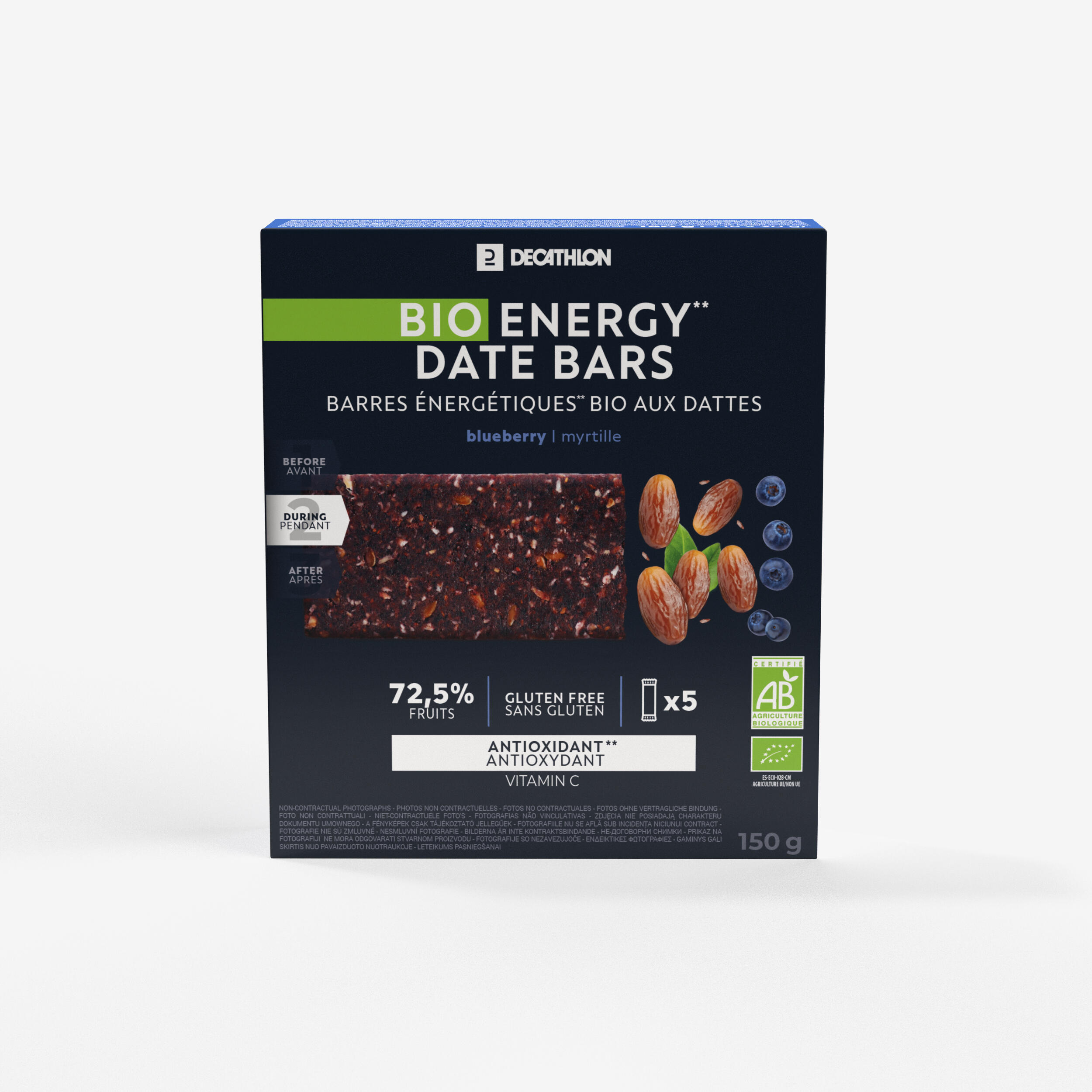 Energie Riegel Bio mit Datteln und Heidelbeere 5 Stück