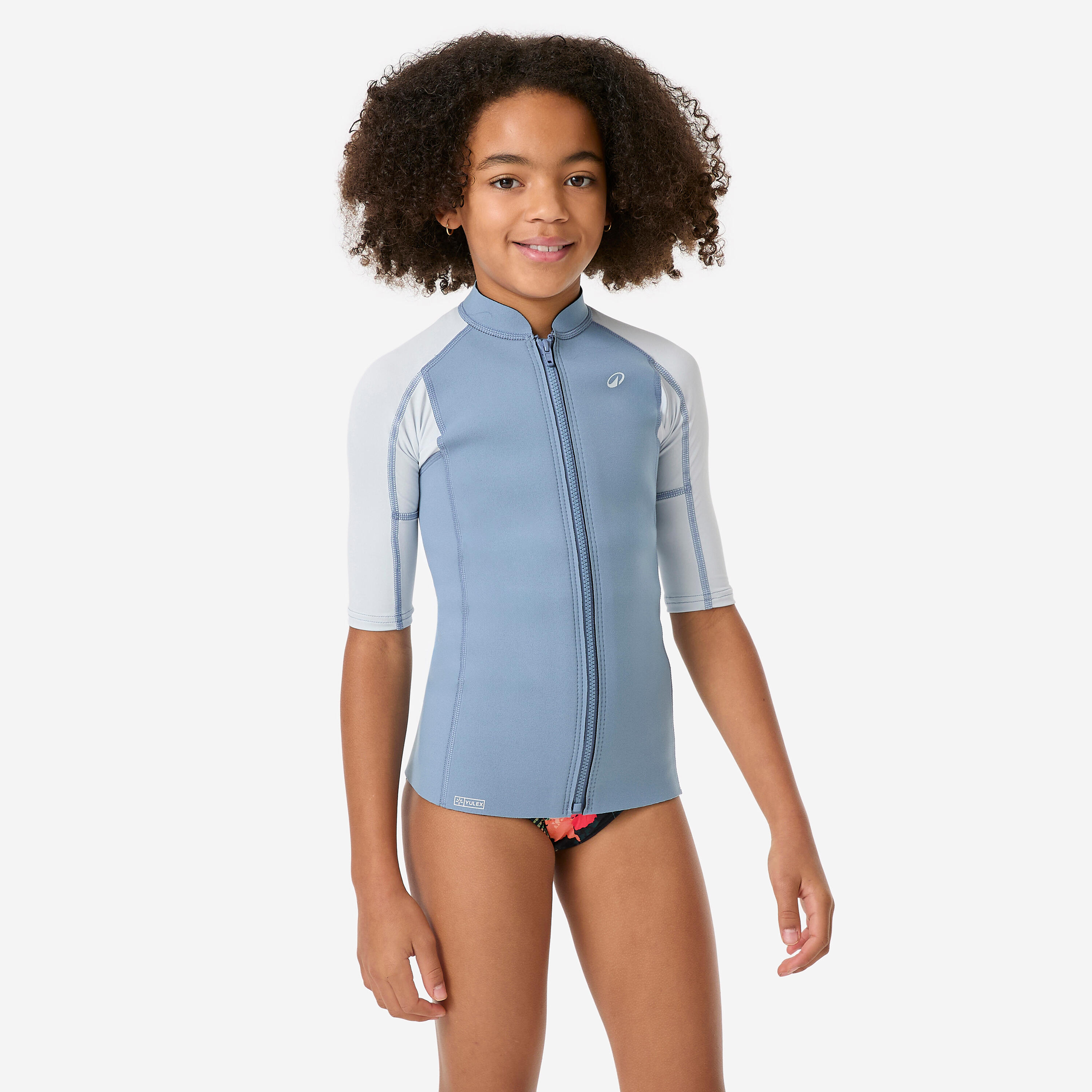 Neopren Top Rashguard Kinder kurzarm Naturkautschuk Yulex 1,5 mm - blau