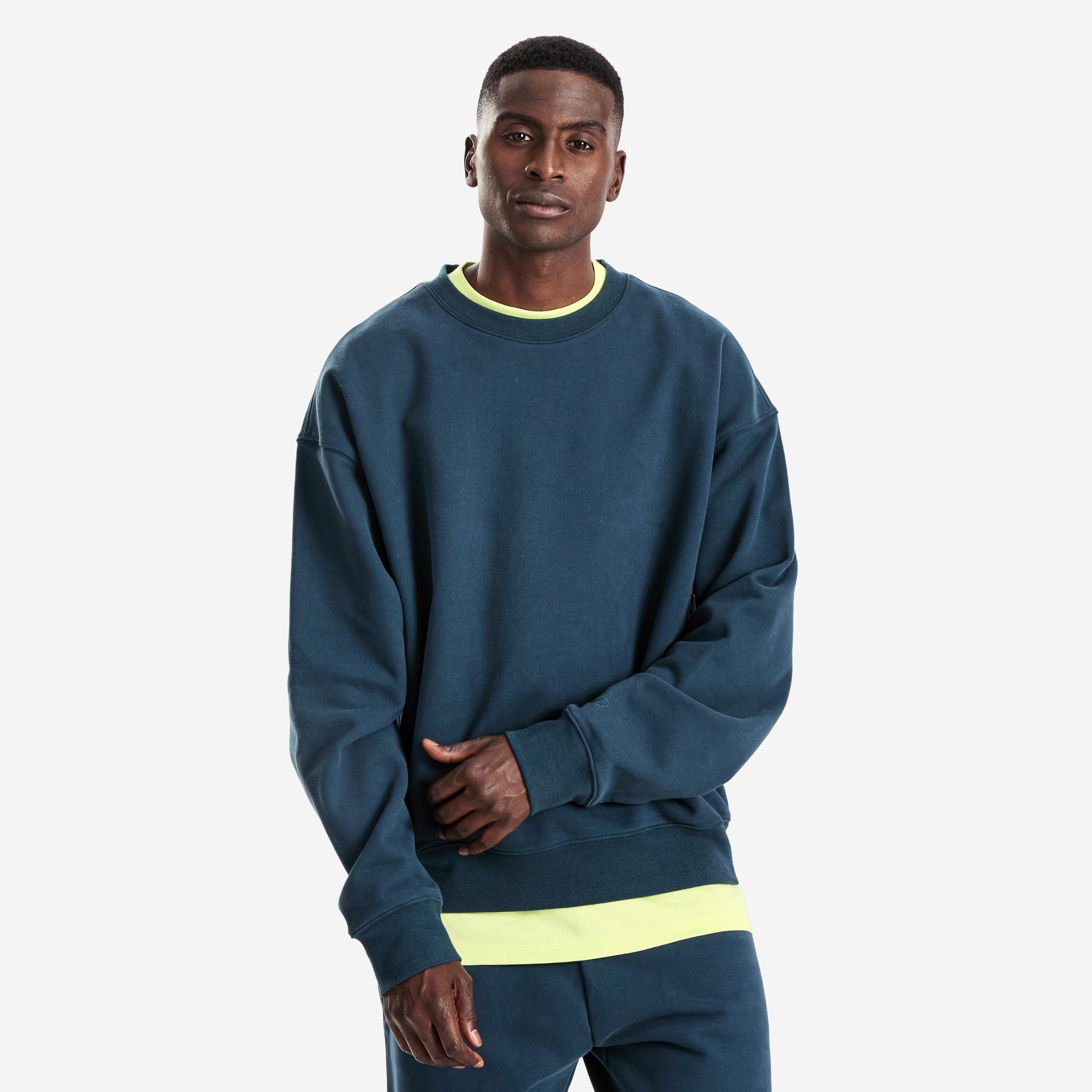 Sweatshirt Herren Rundhals Oversize - Elementals dunkelgrün