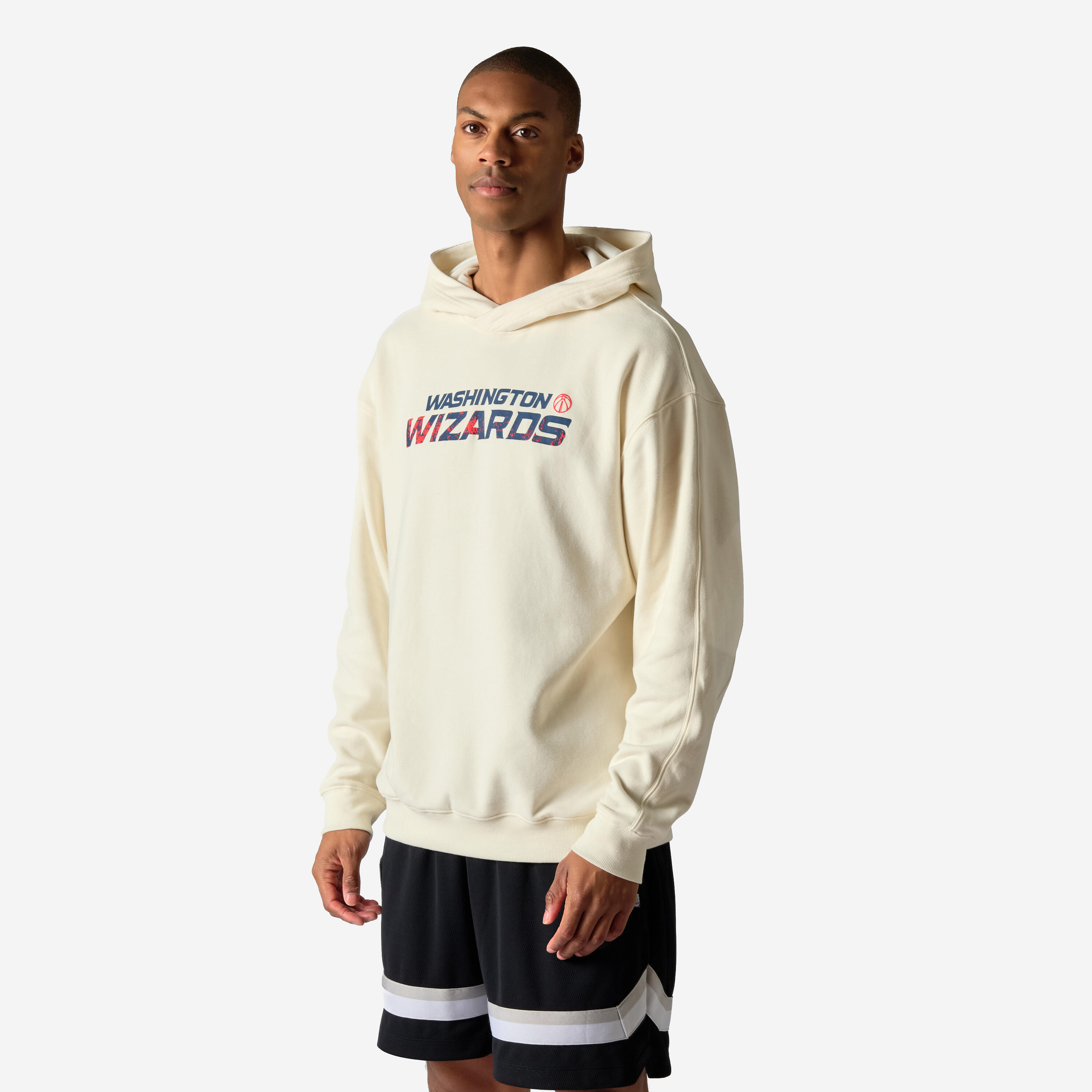 Damen/Herren Basketball Sweatshirt mit Kapuze NBA Wizards - beige