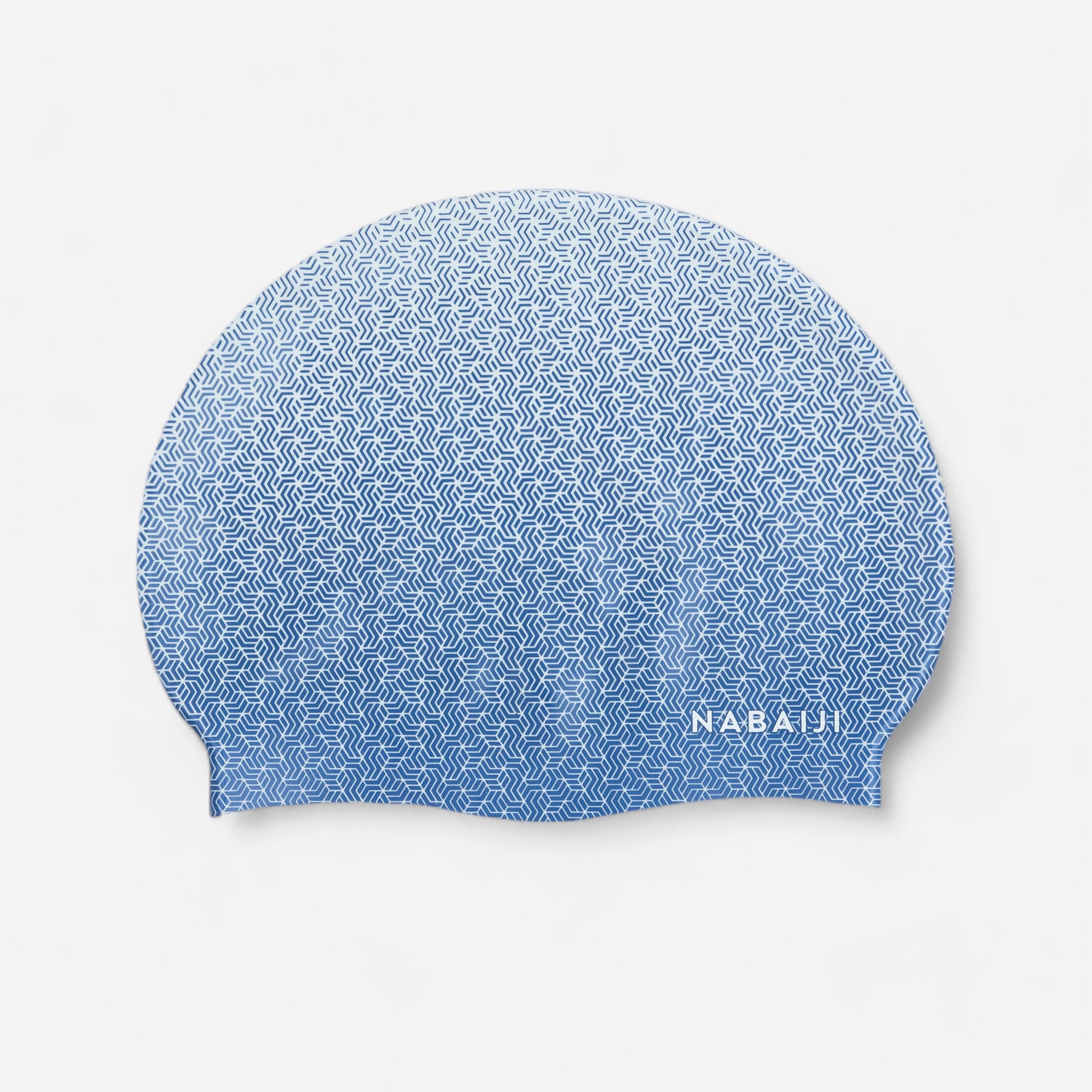 Badekappe Silikon Einheitsgröße - Geo weiß/blau