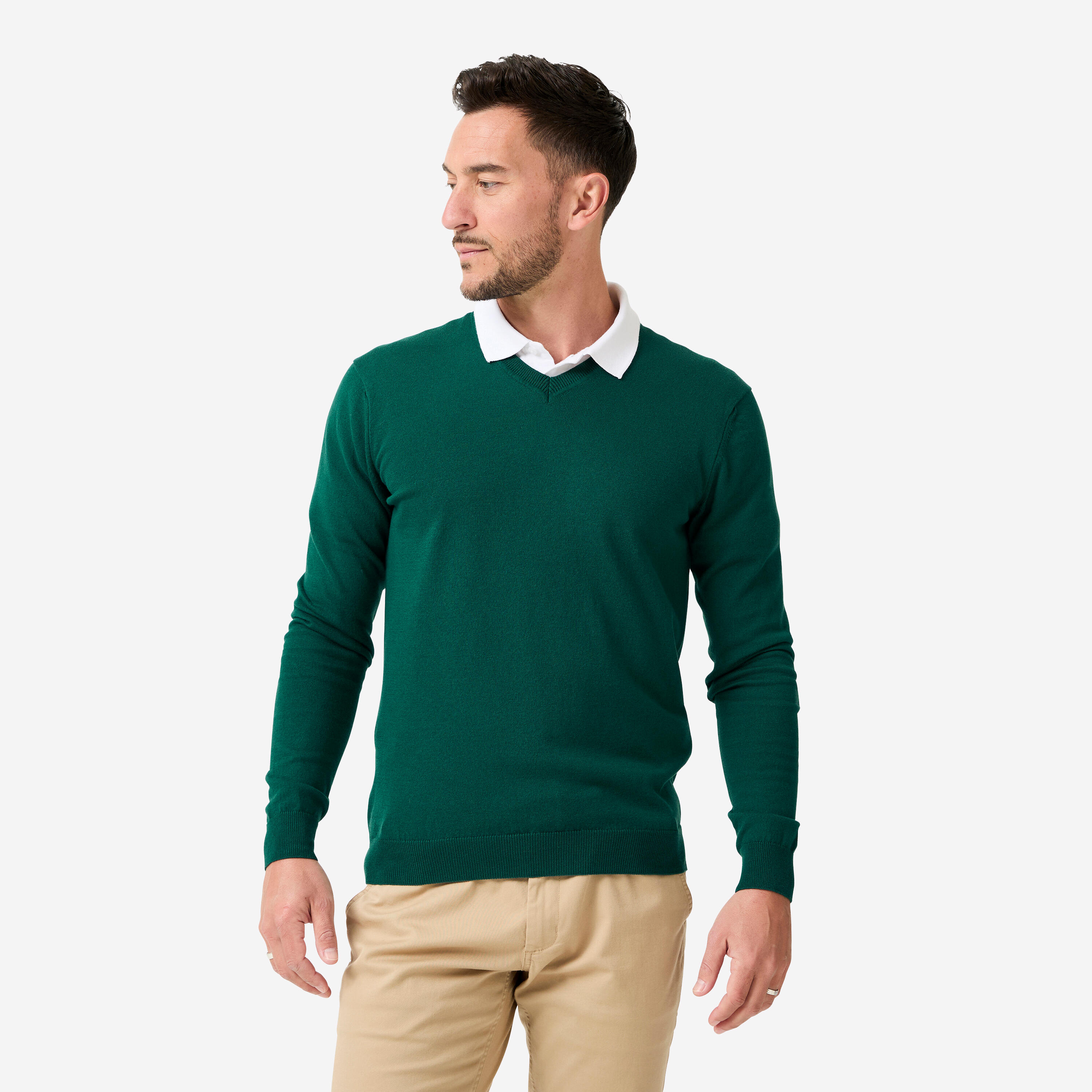 Herren V-Ausschnitt Golf Pullover - MW100 grün