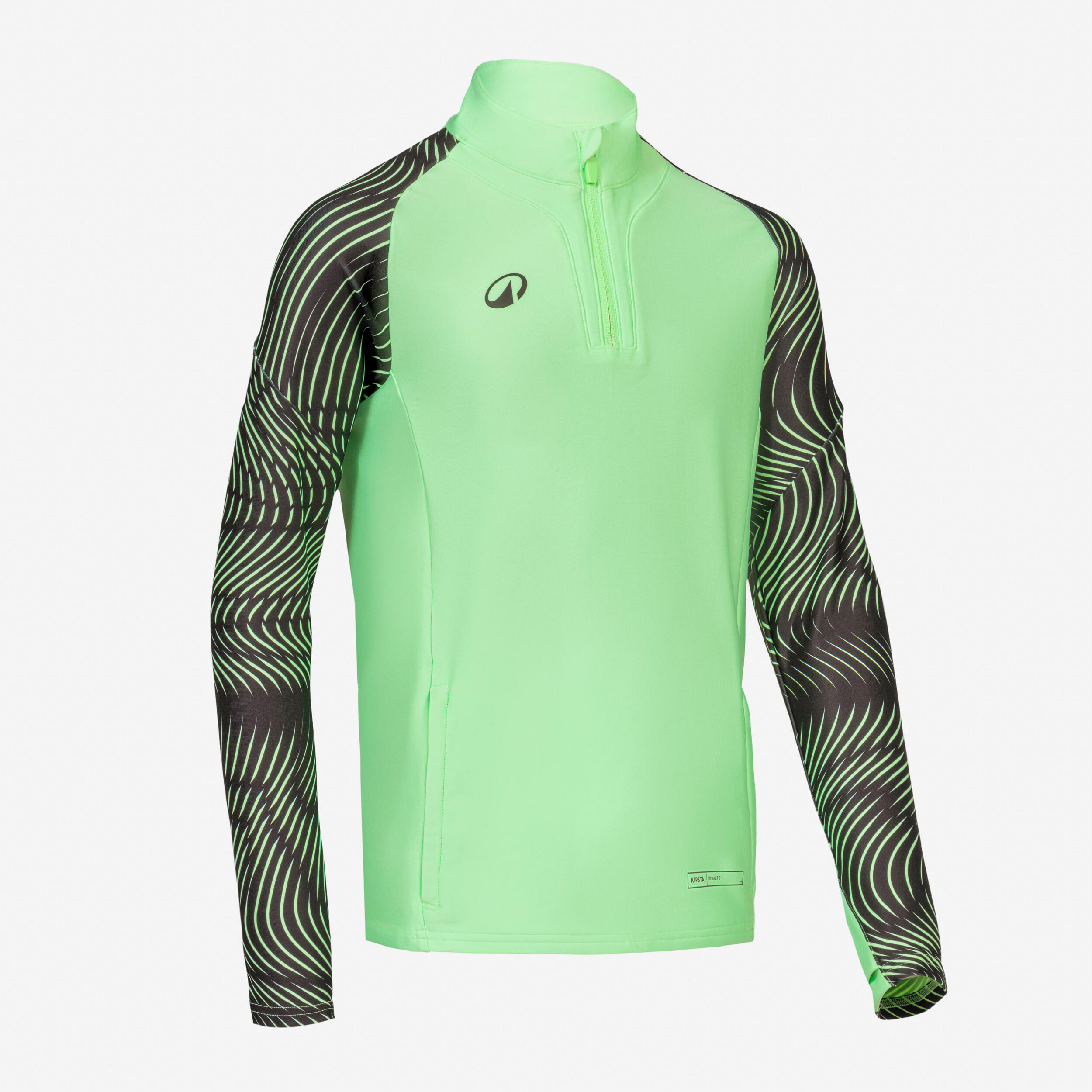 Kinder Fußball Sweatshirt 1/2-Zip - Club Wavy neongrün/schwarz